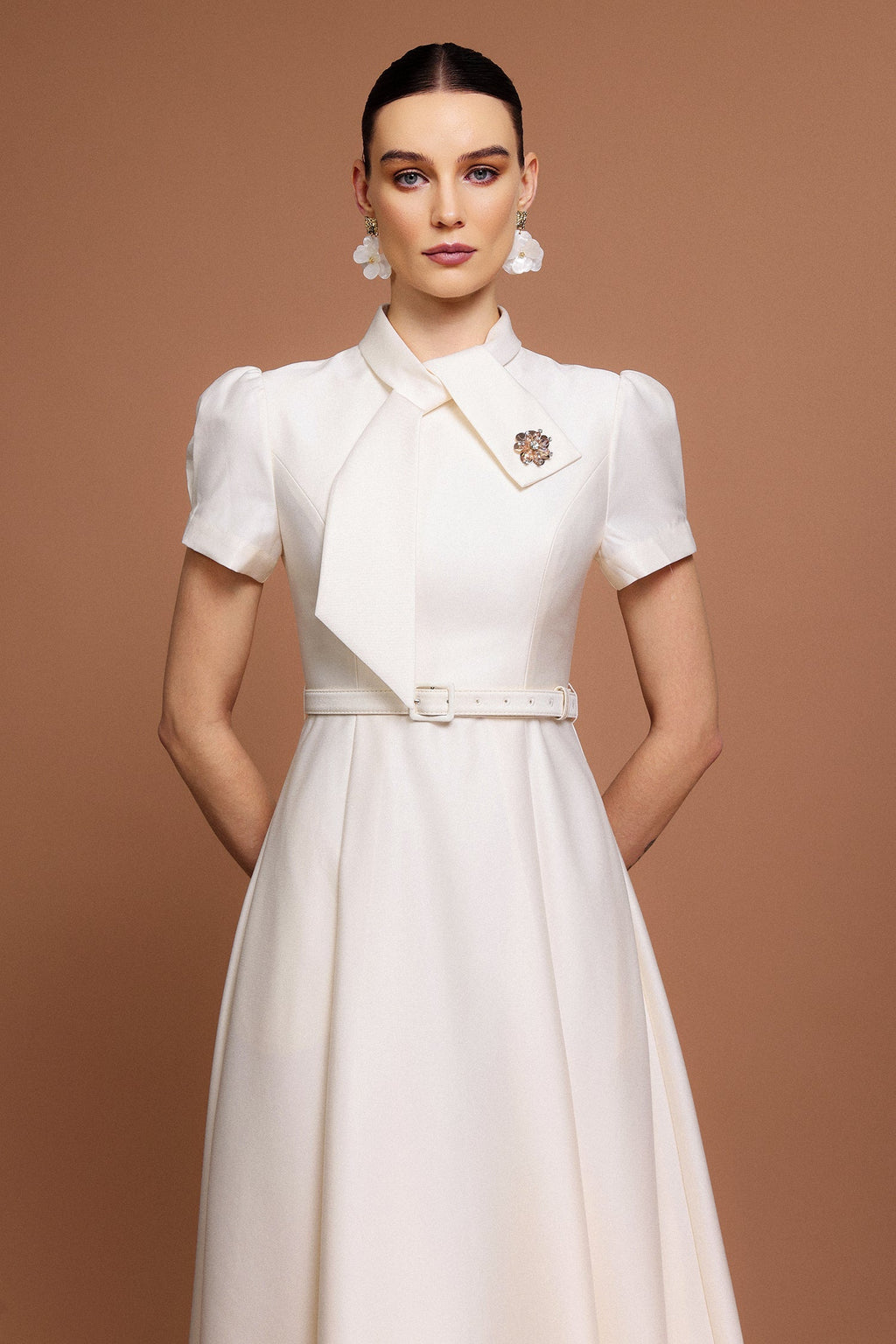 josephine Short Sleeves Diamond Midi Dress