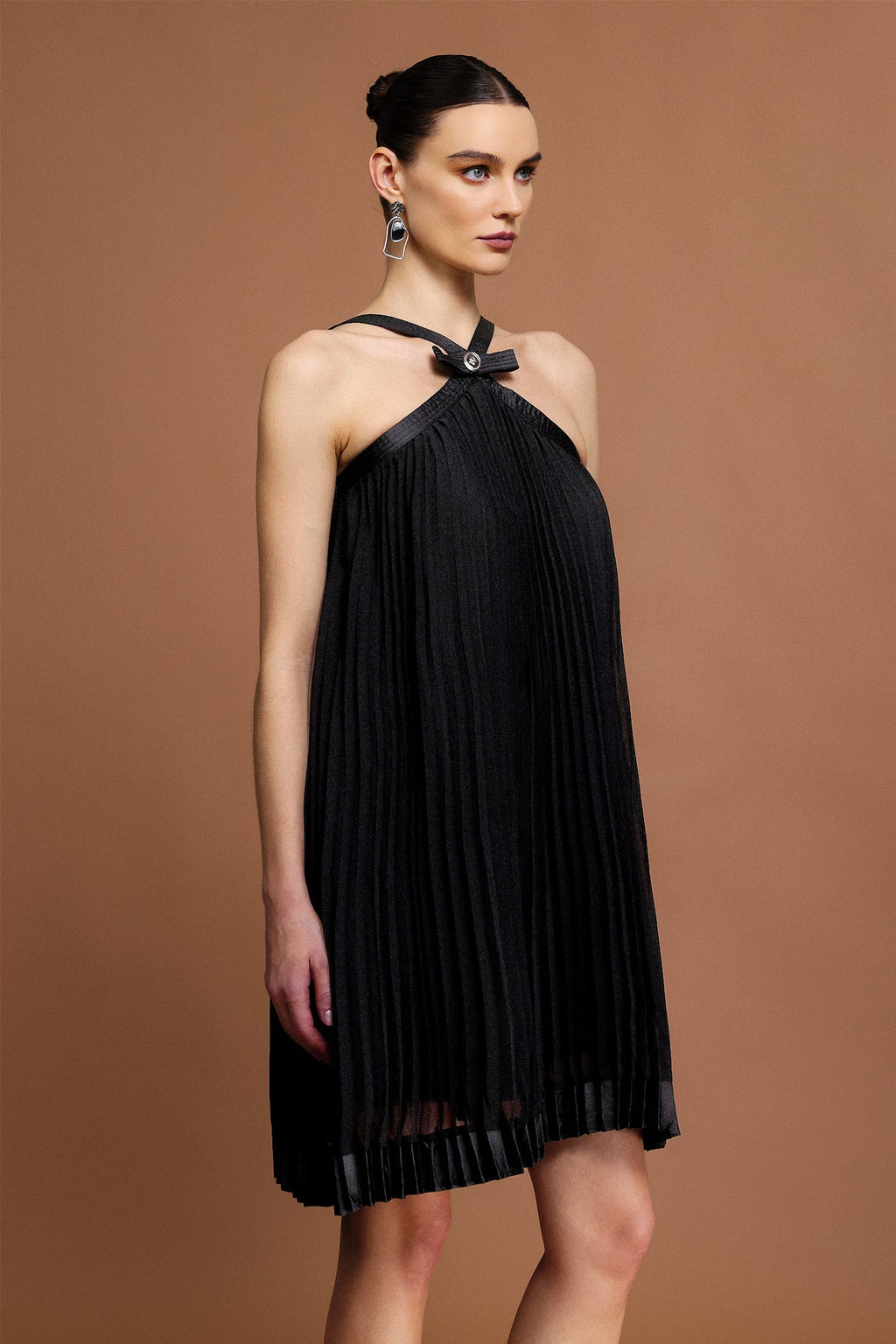 jessica Sleeveless Bowknot Folds Mini Dress