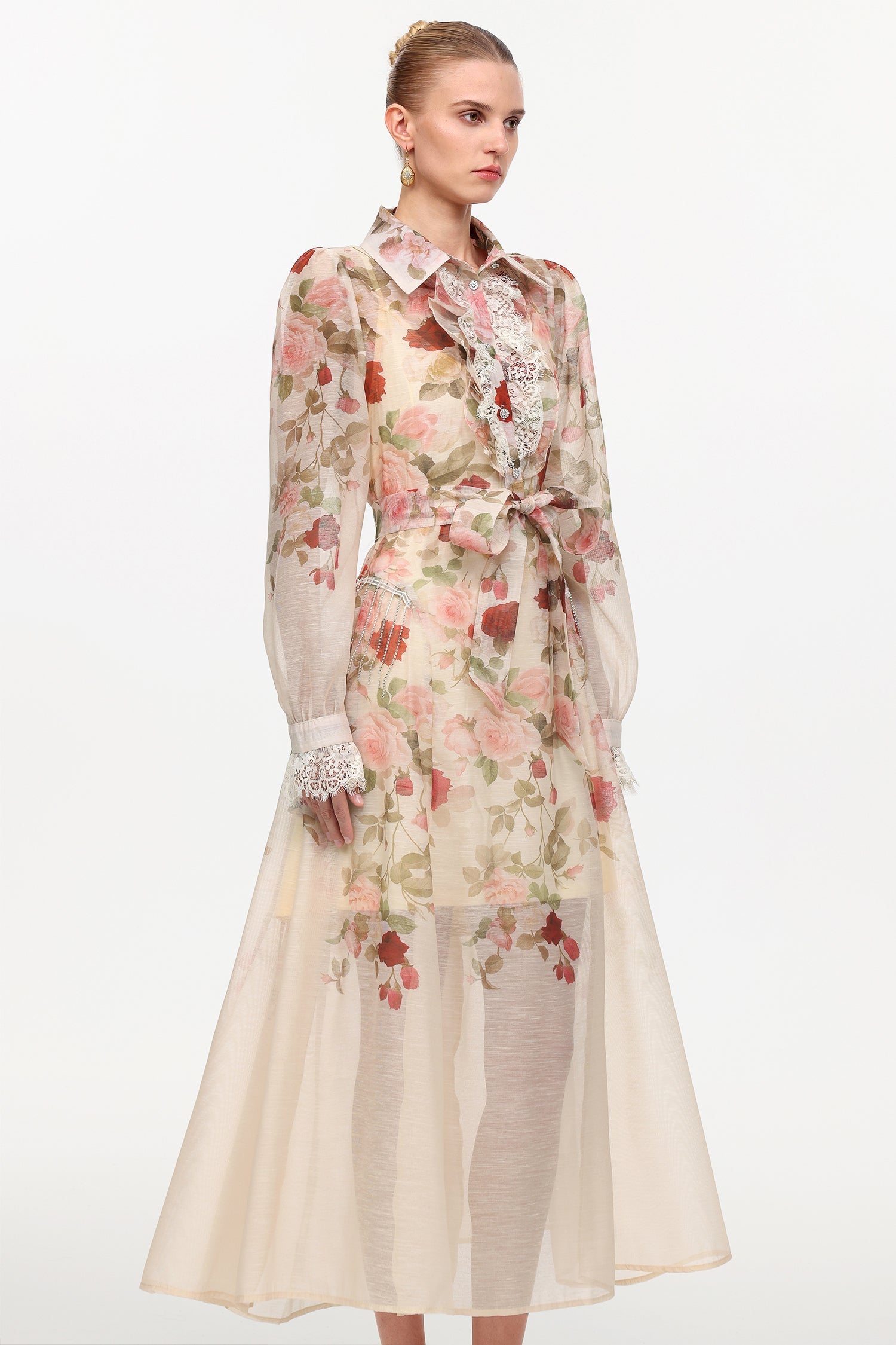 shirley Long Sleeve floral Printed Woven Maxi Dress