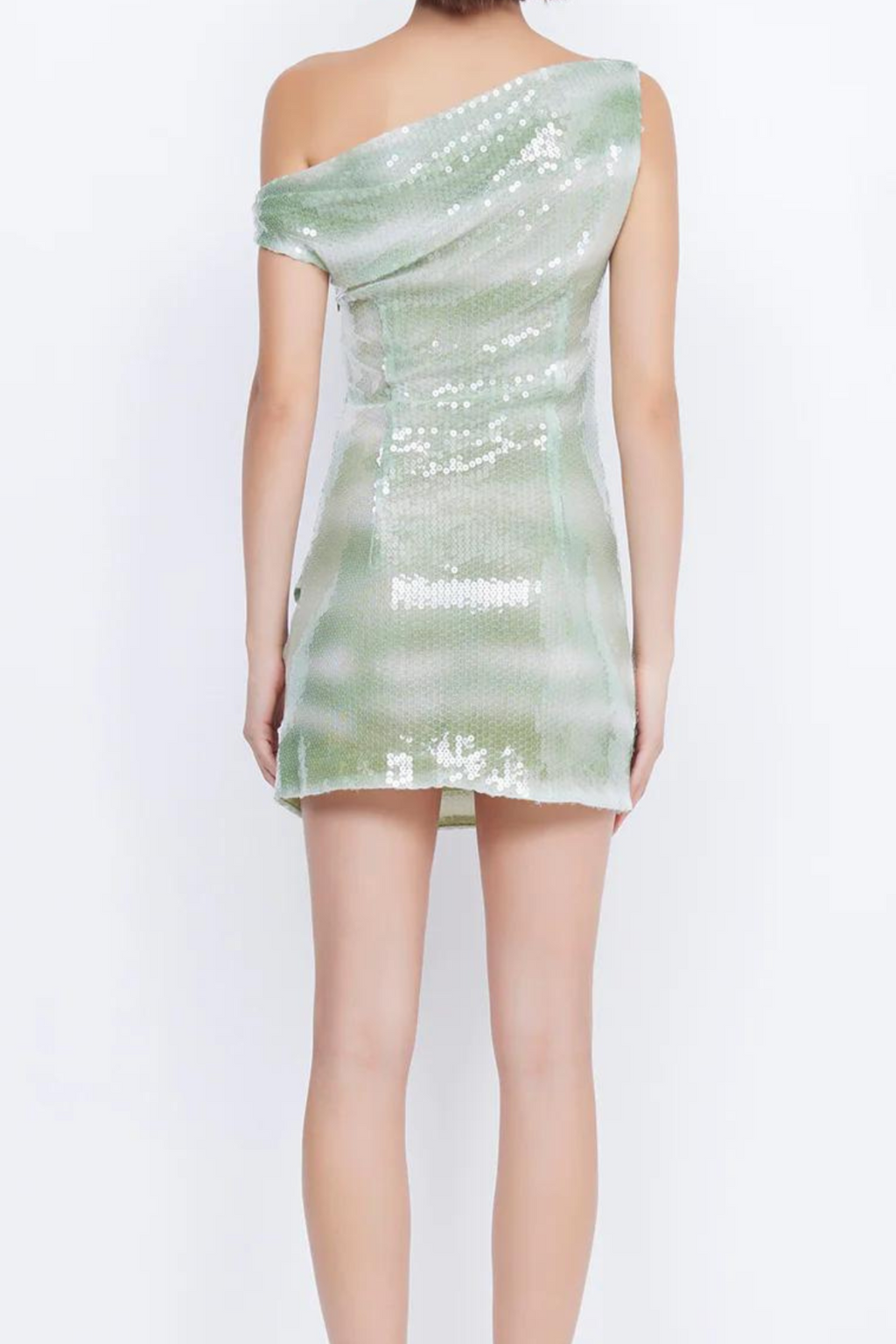 charlotte Asymmetrical Sequin Mini Dress in green