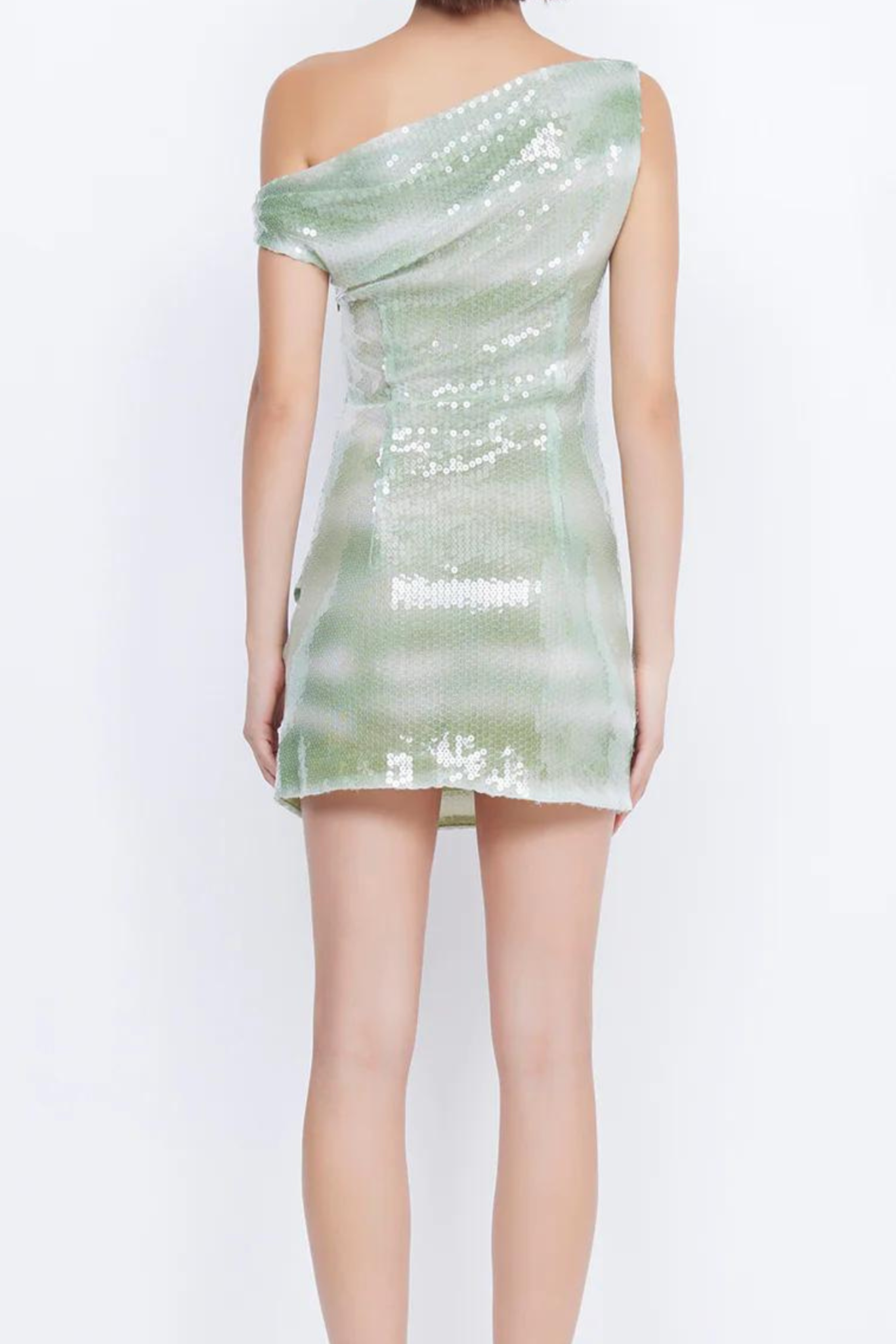 charlotte Asymmetrical Sequin Mini Dress in green