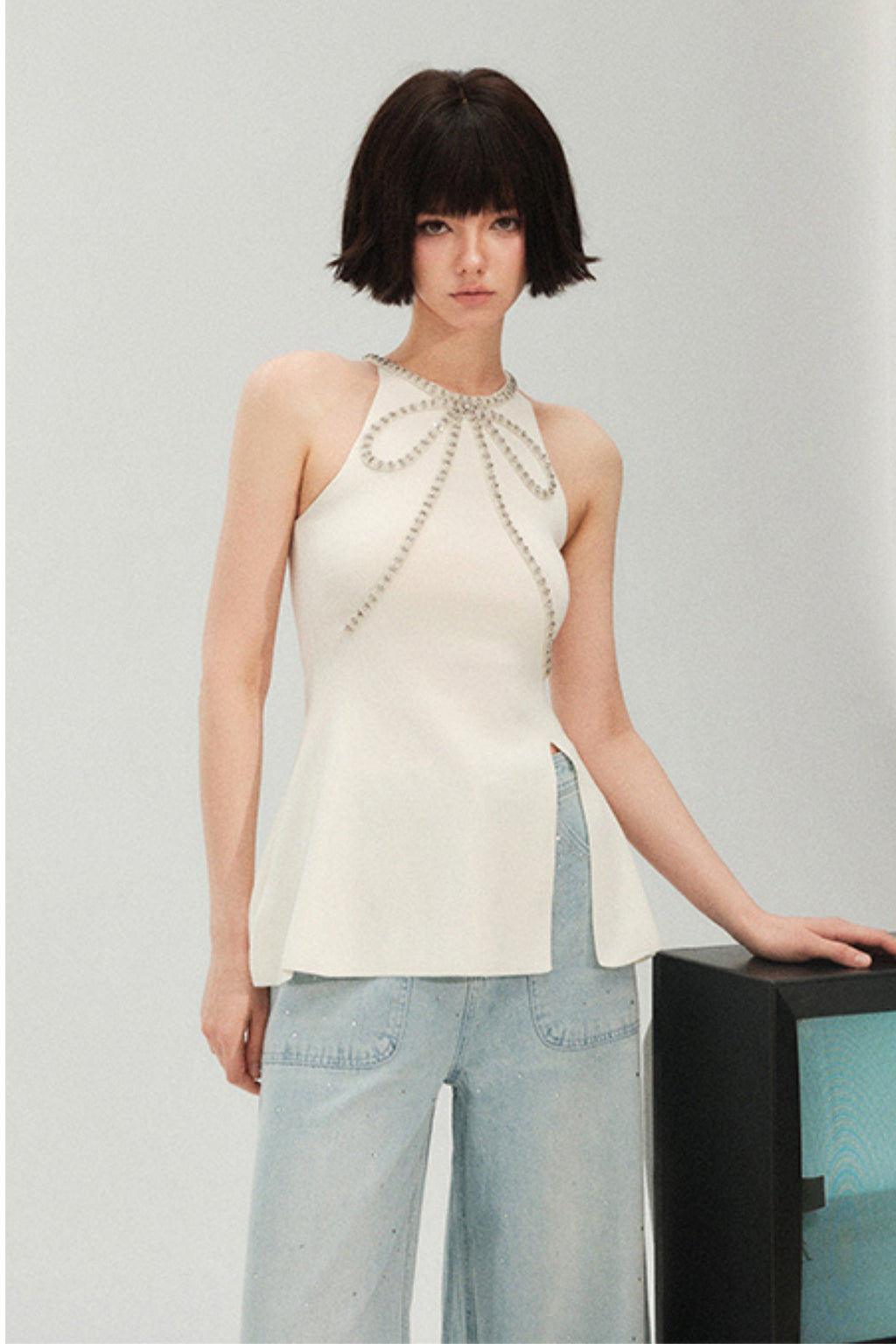 Embellished sleeveless top