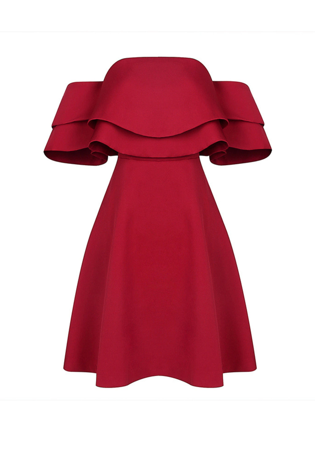 ruffle sleeveless mini dress in red