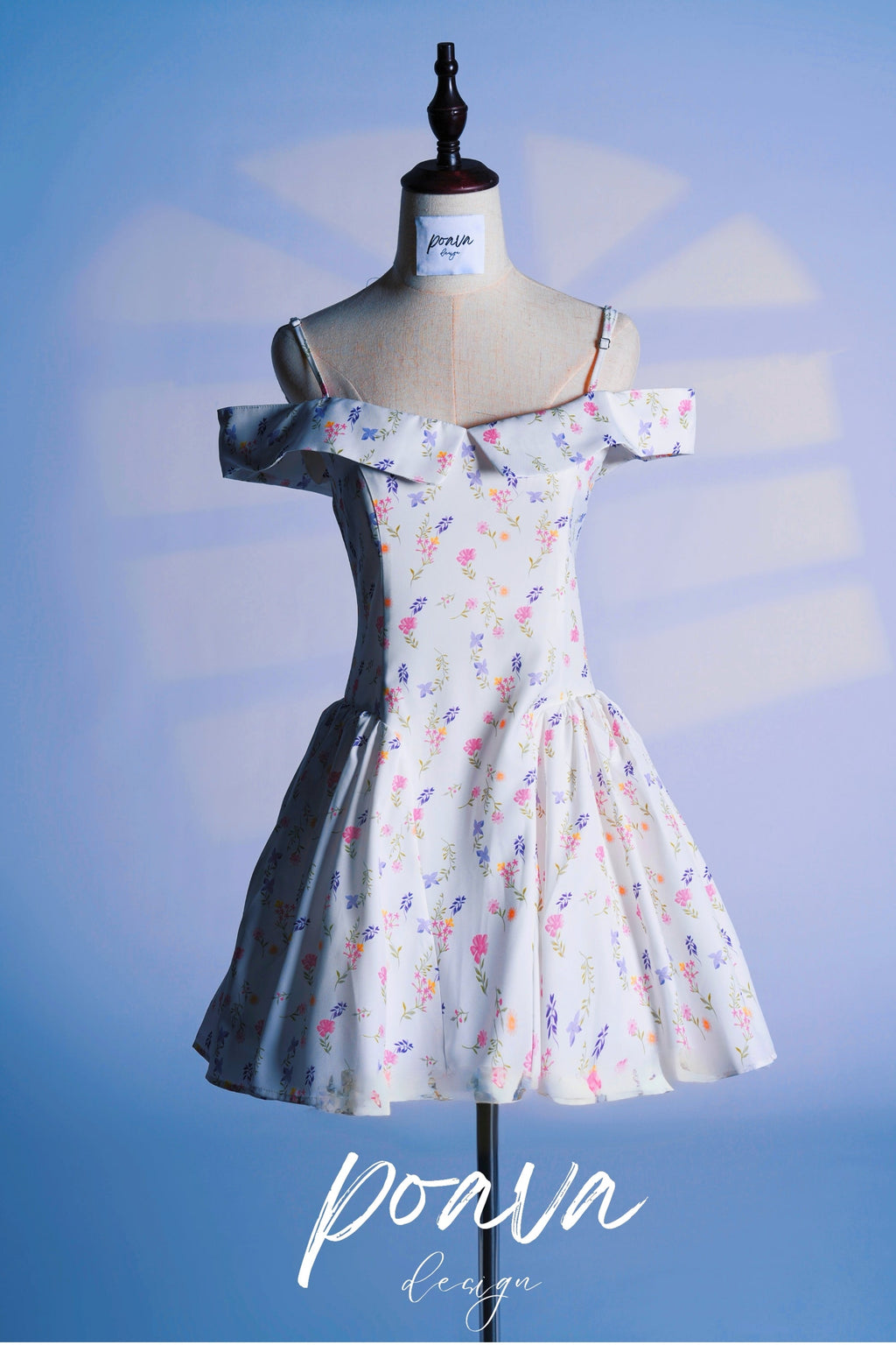 WHITE POSY PRINT CORSET MINI DRESS