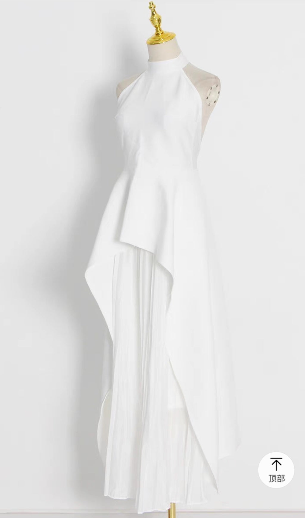 WHITE BANDAGE HALTER IRREGULAR MAXI DRESS