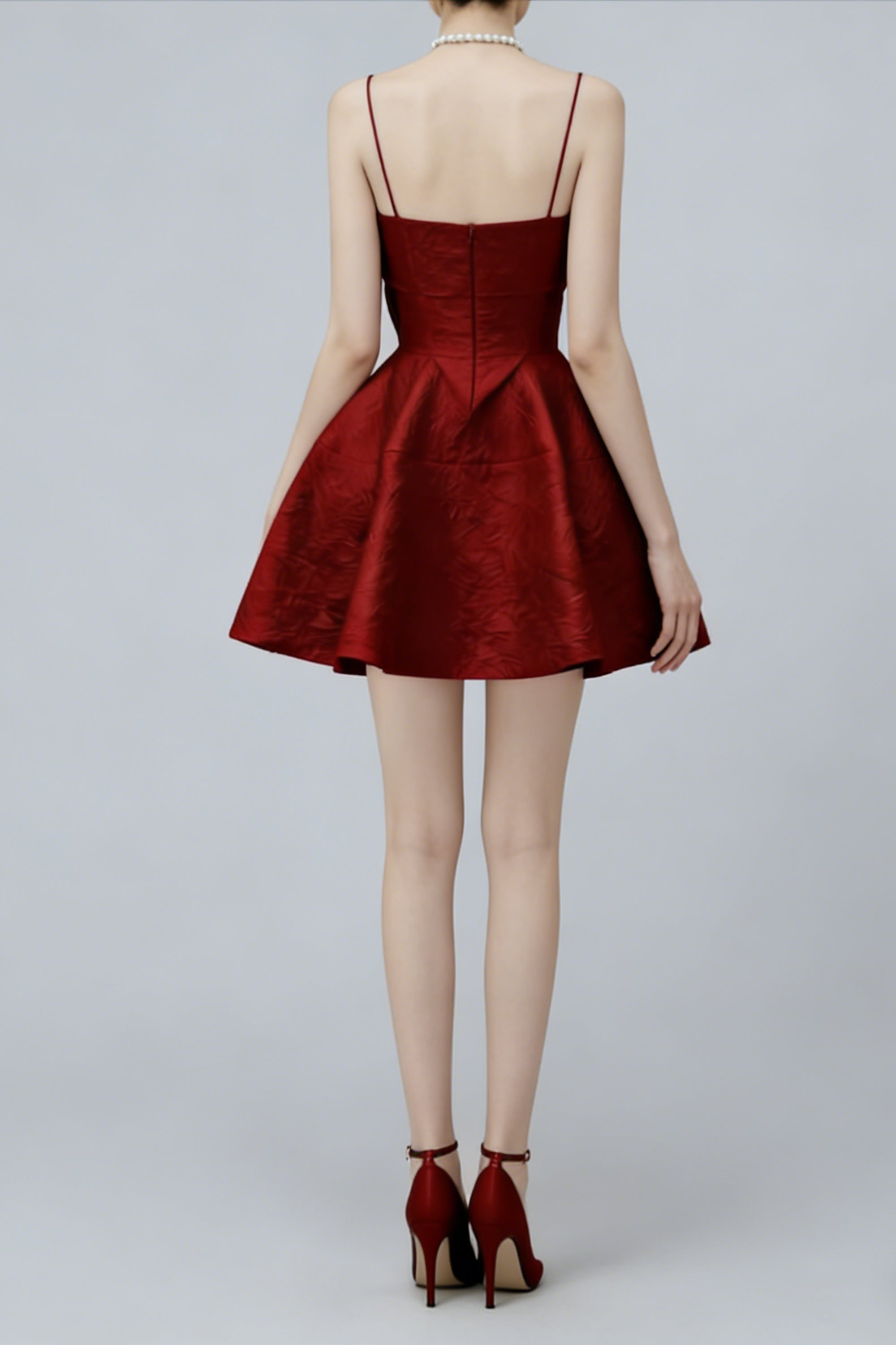 STRAPY HEM MINI DRESS IN RED