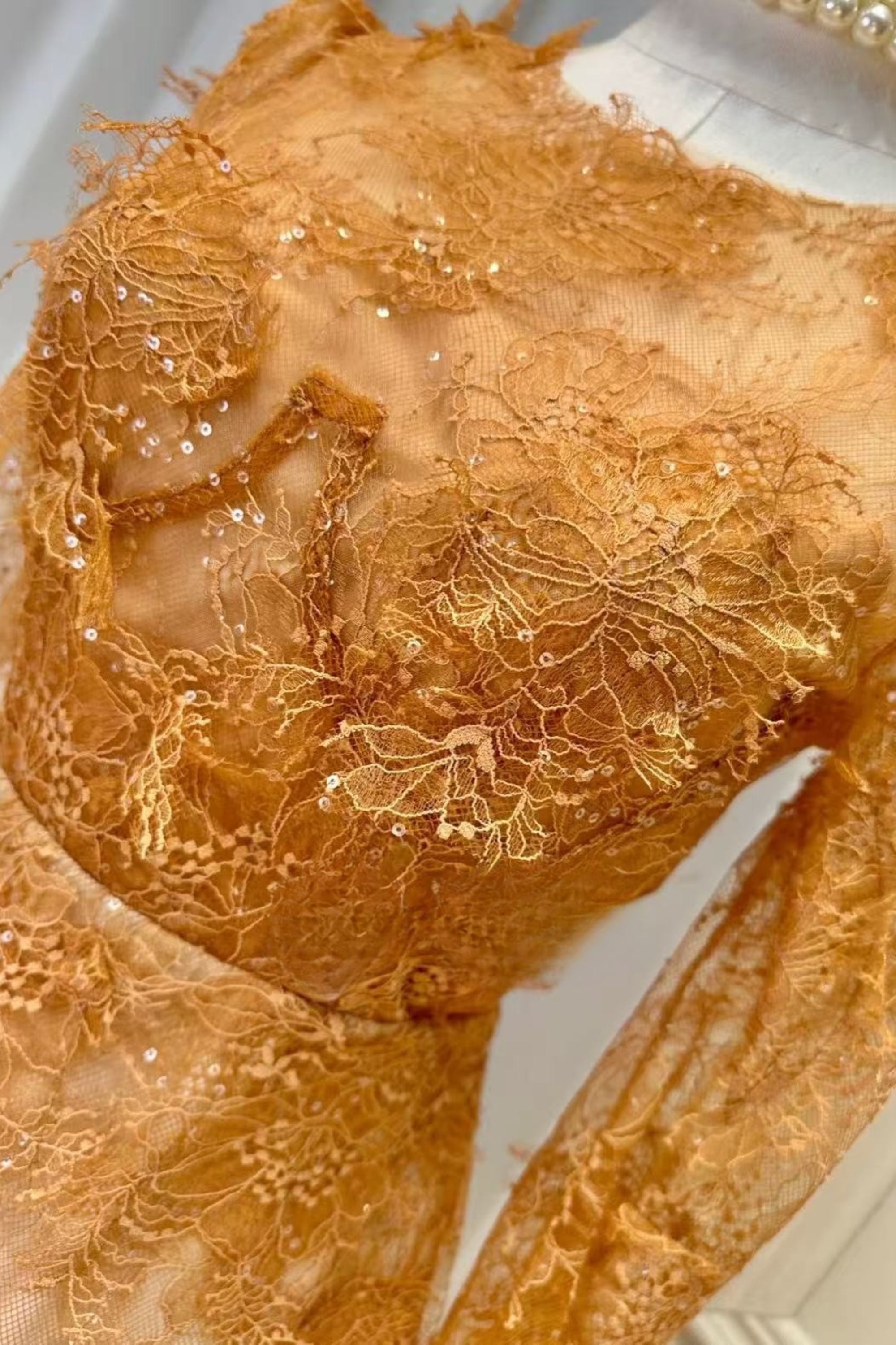 HONEY BEADED LACE MINI DRESS