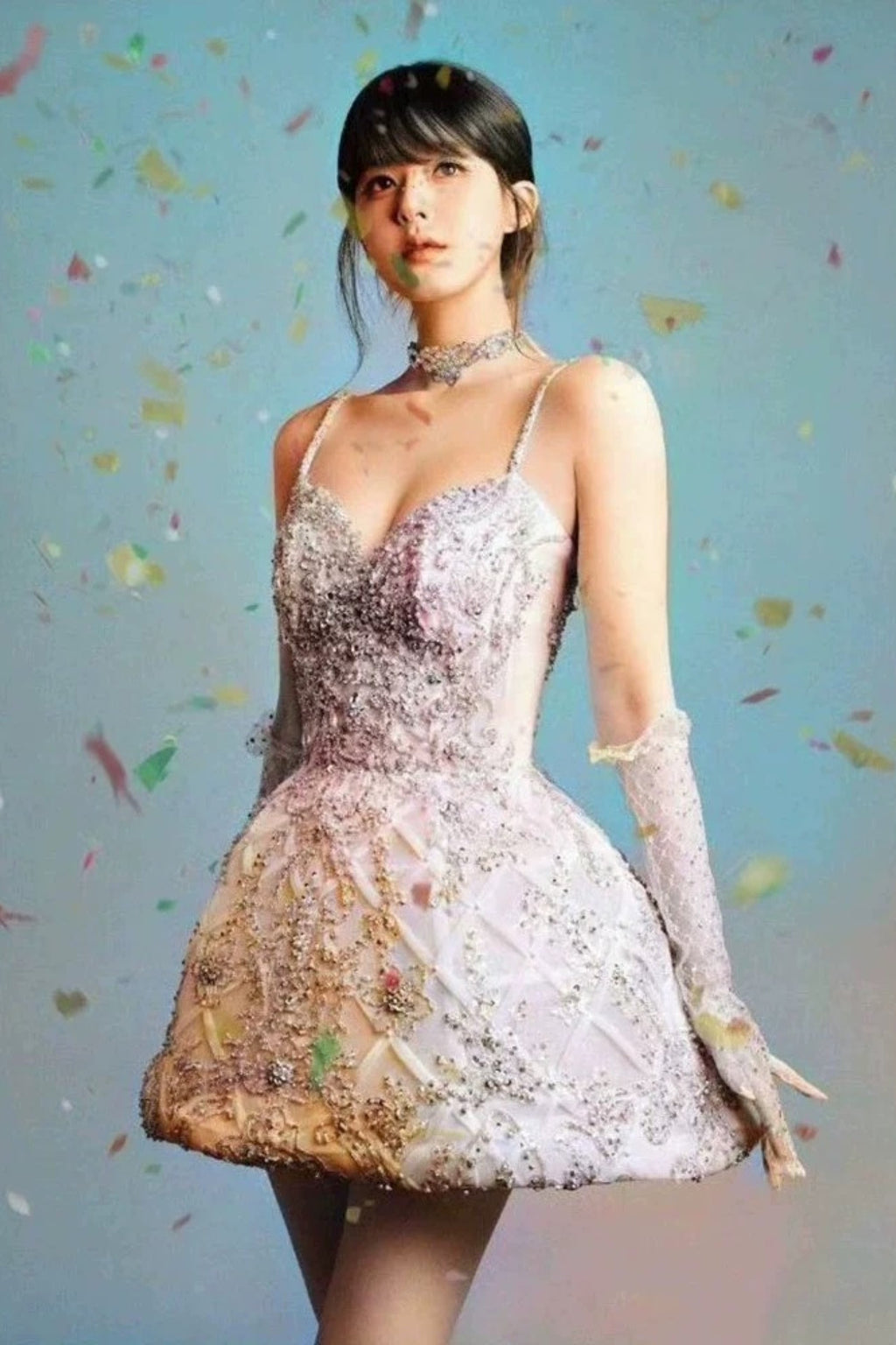 Lace white mini dress