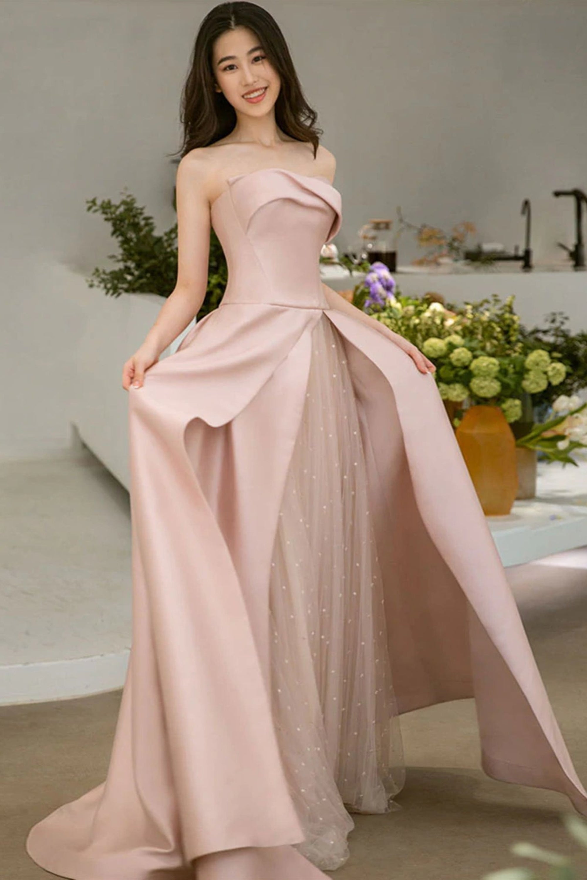 sleeveless embellished maxi dress in pink