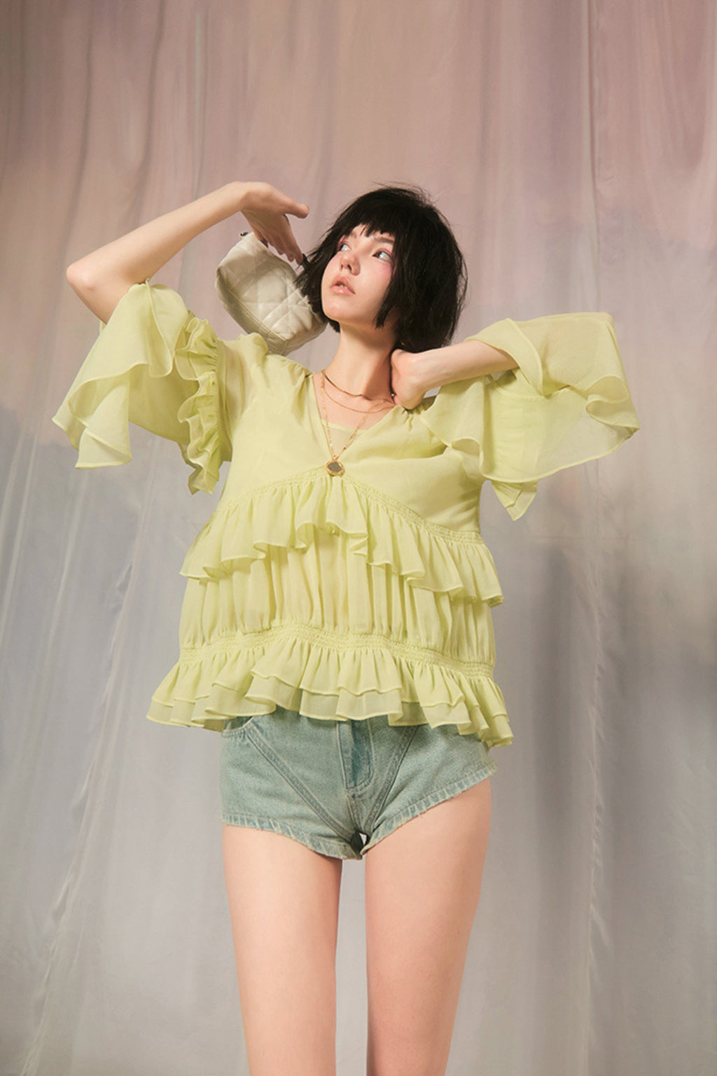 Long sleeve top in yellow