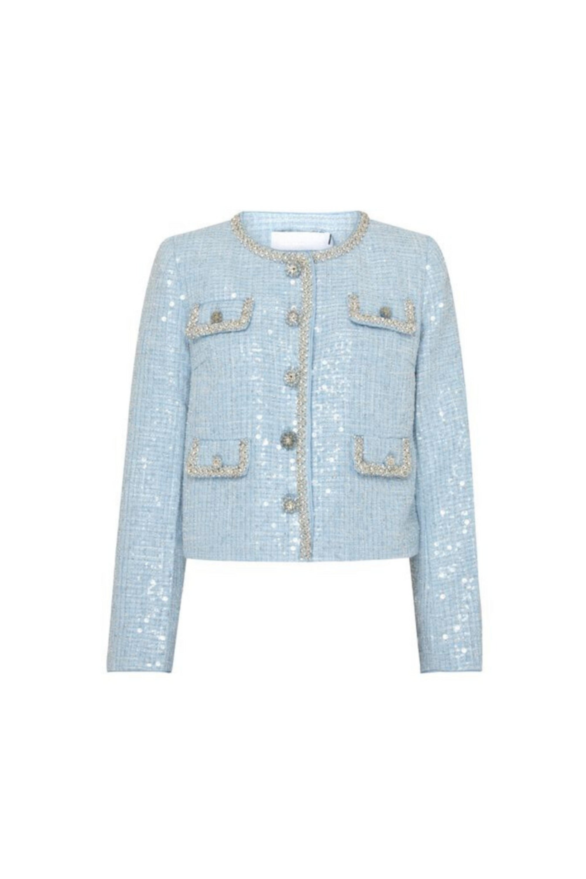 BLUE SEQUIN BOUCLE JACKET