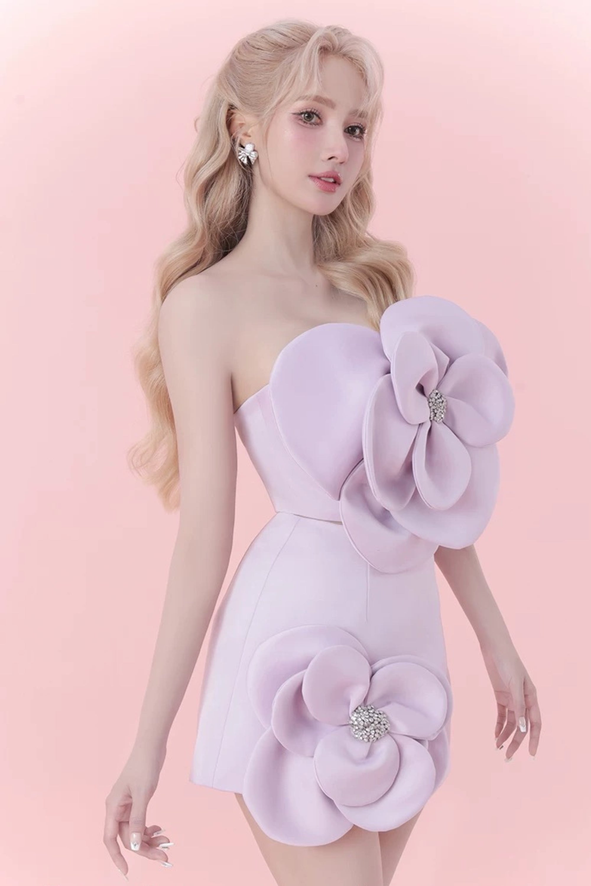 ELEGANT PURPLE FLORAL TWO-PIECE SKIRT SUIT