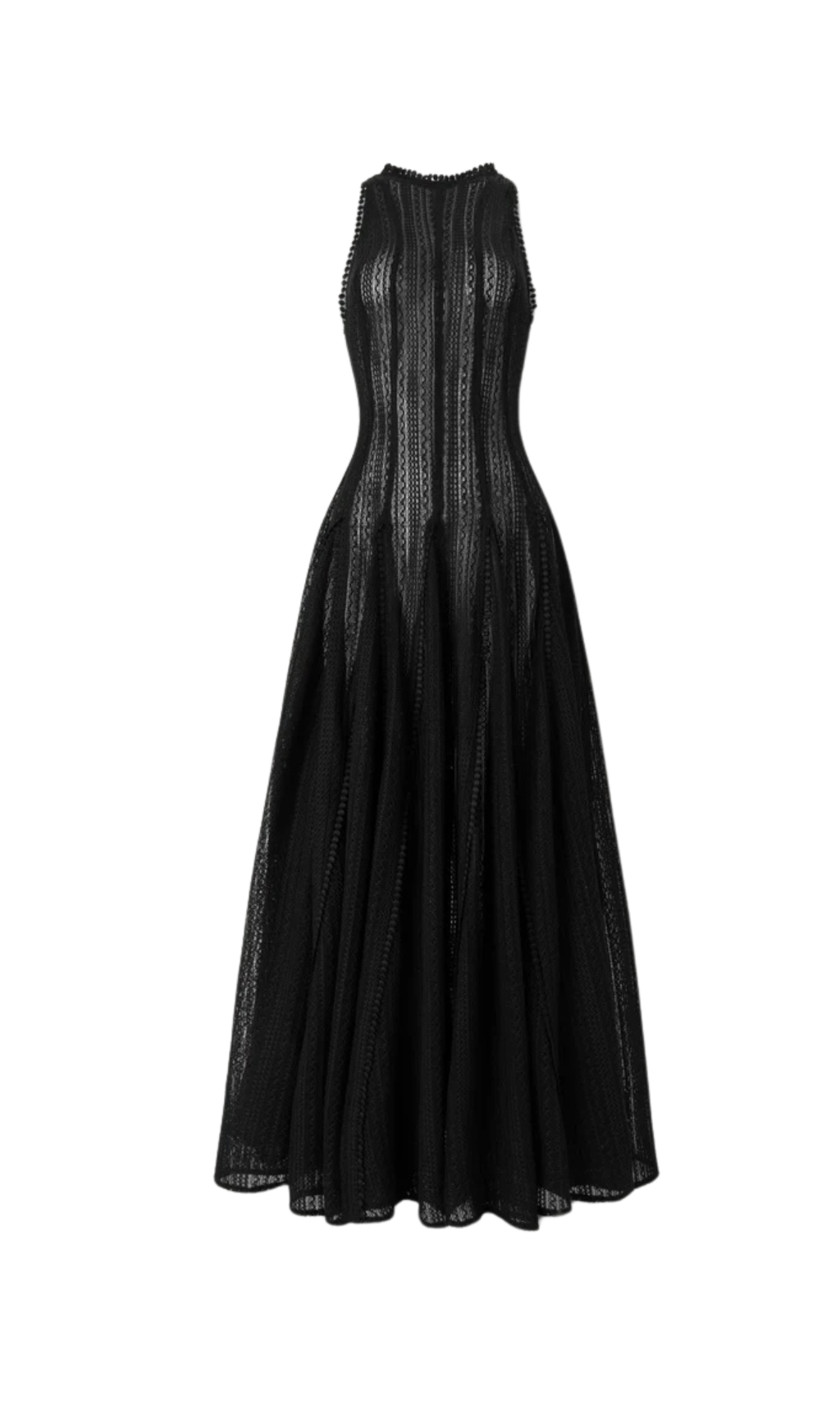 sleeveless lace crochet maxi dress in black