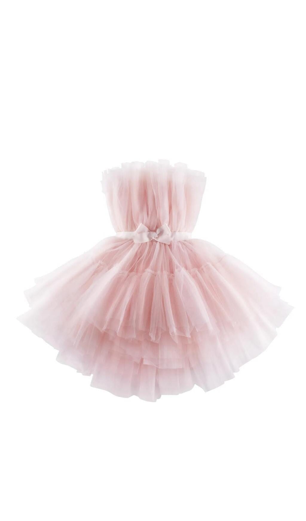 LAYERED STRAPLESS MINI DRESS IN light PINK