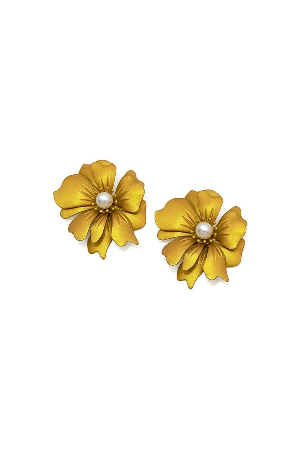 BROWN PETAL ALLOY EARRINGS