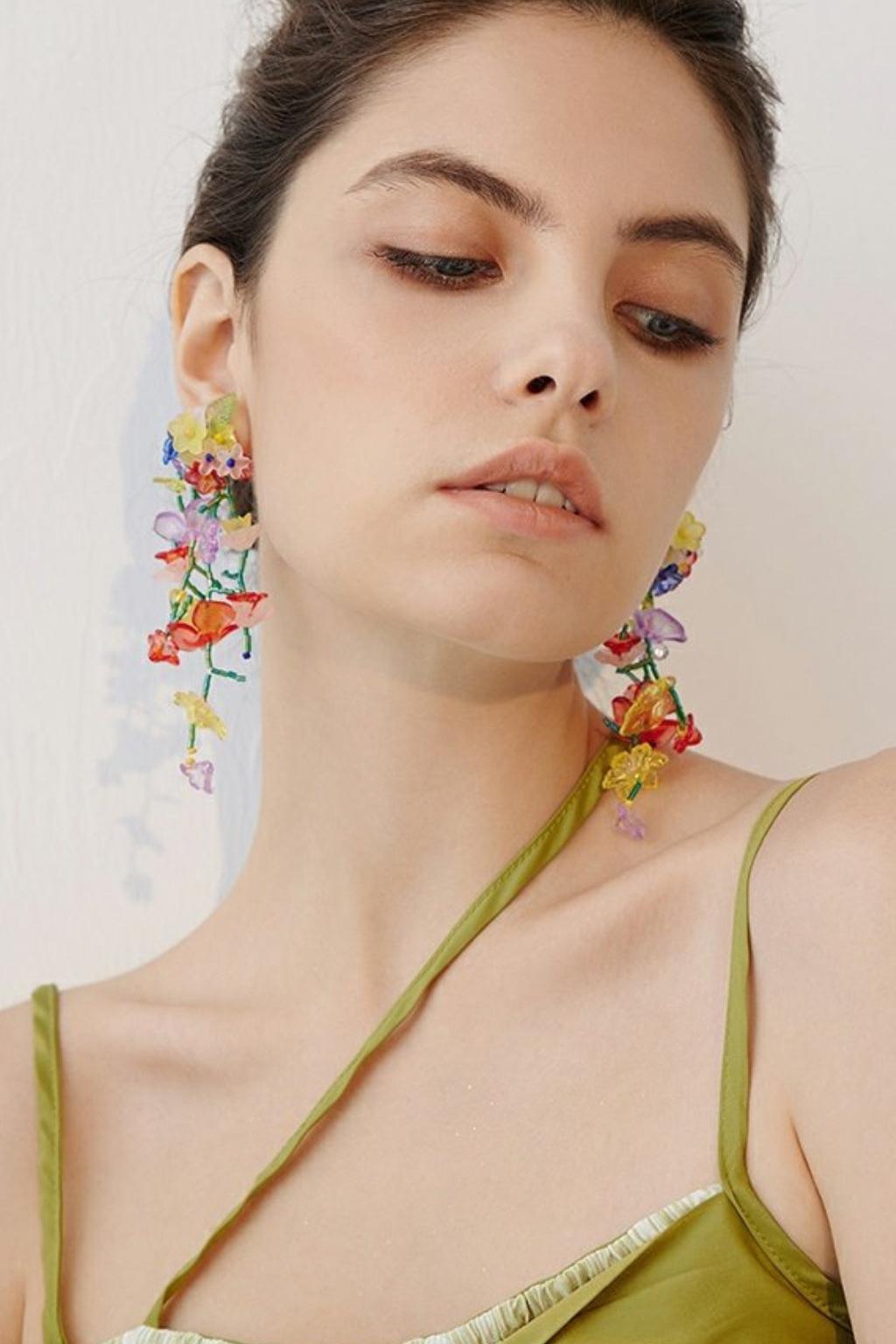 COLORFUL FLOWER ACRYLIC EARRINGS
