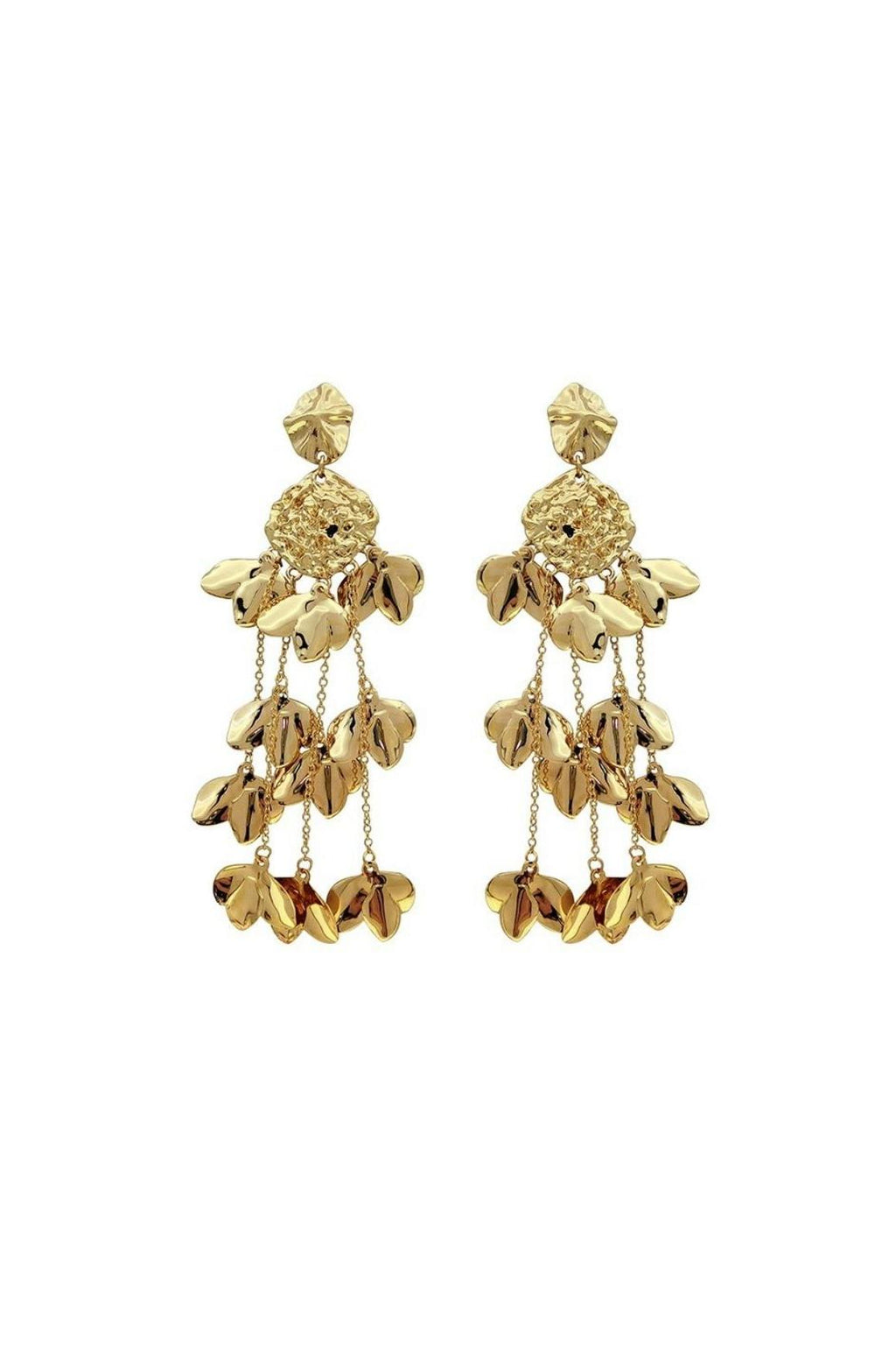 GOLD  TASSEL LEAF EARRINGS