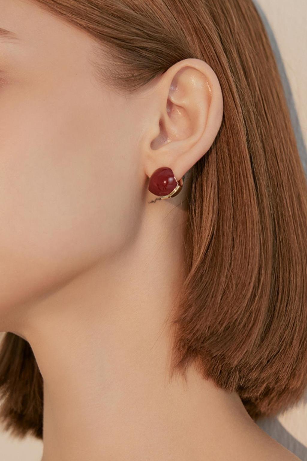 BROWN HOLLOW BALL STUD EARRINGS