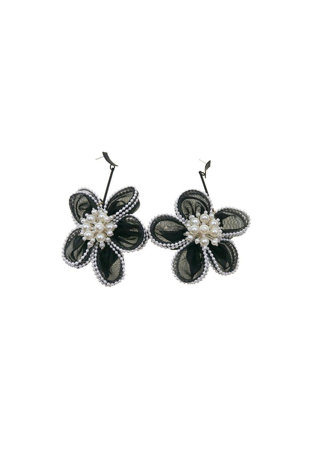 BLACK LACE FLOWER EARRINGS