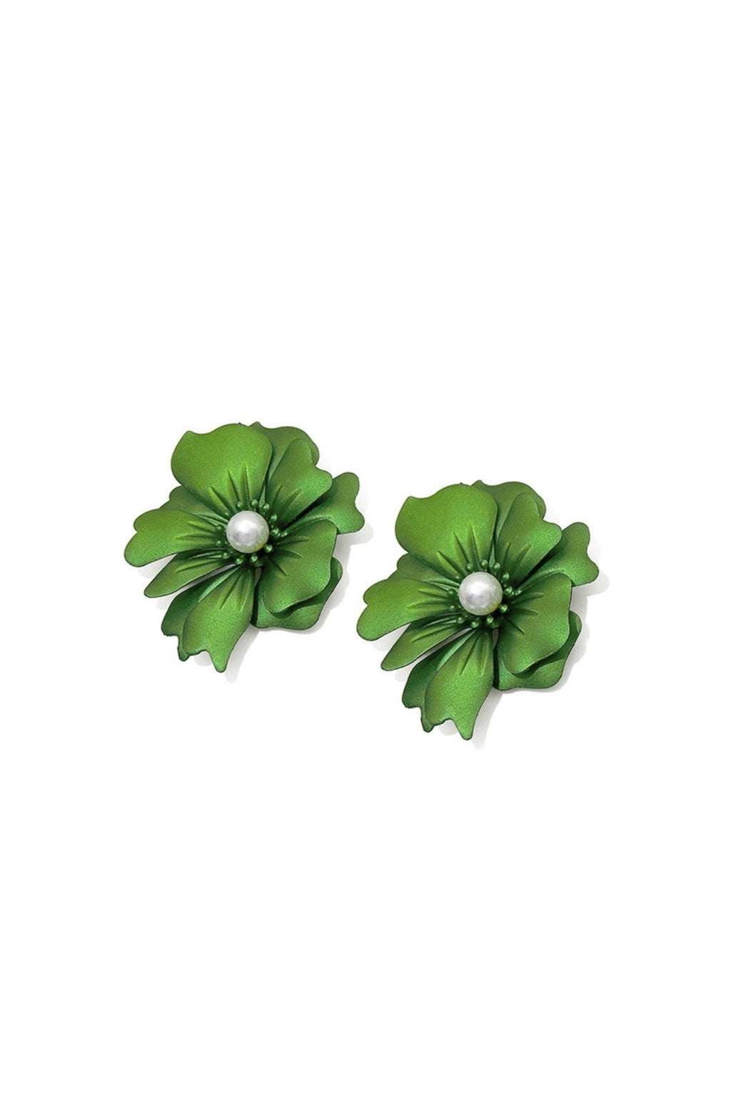 GREEN PETAL ALLOY EARRINGS