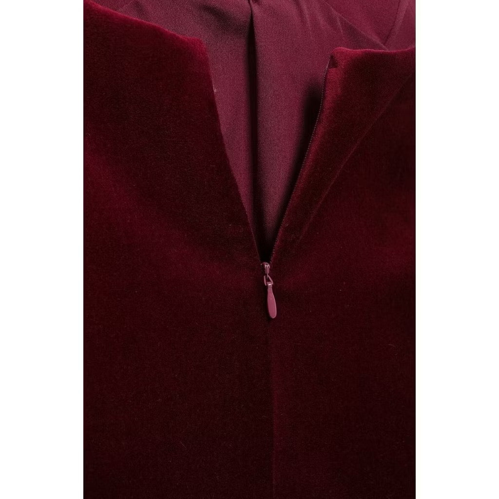 Milan Velvet Top In Wine Red