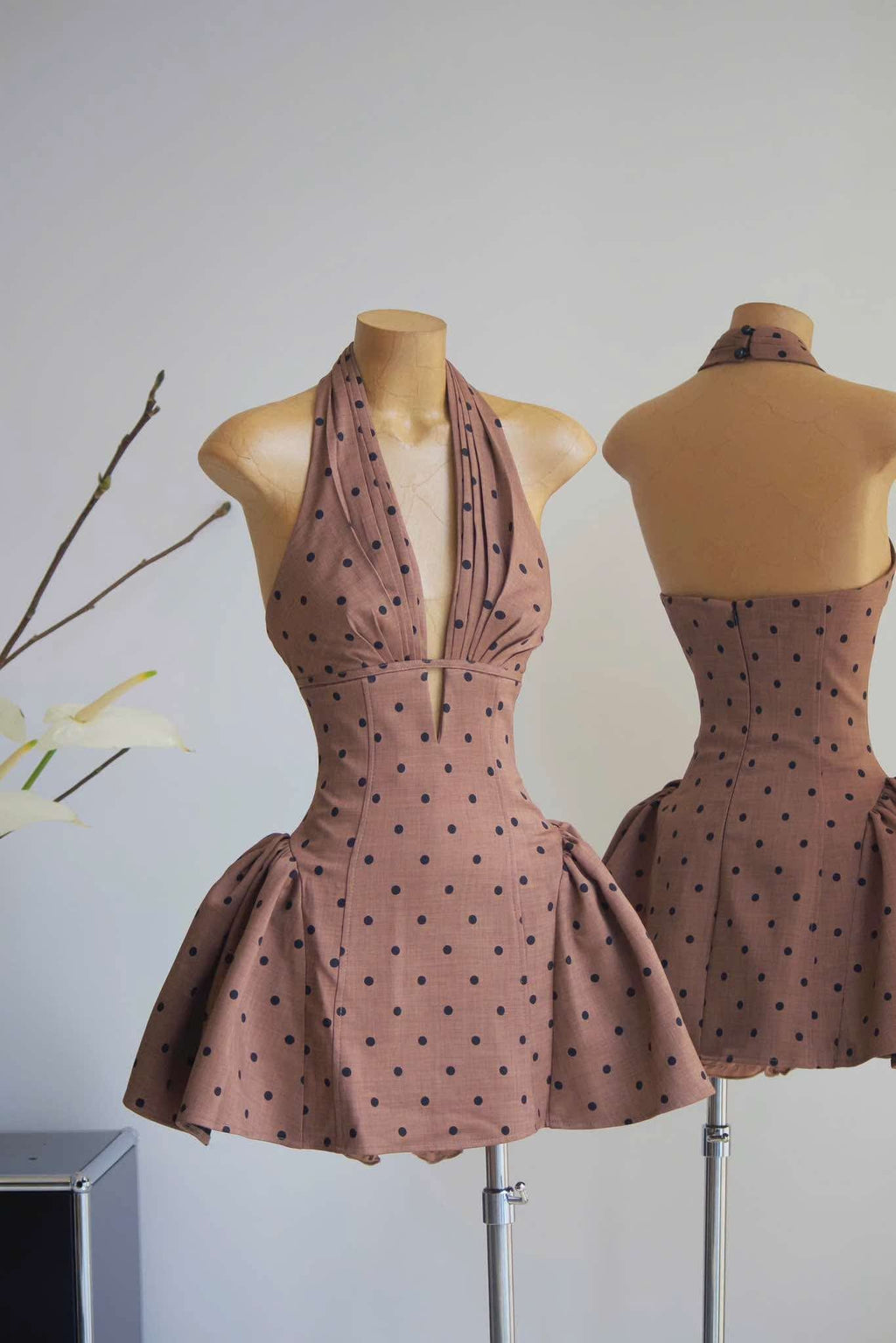 Tiffany Plunge Dot Mini Dress