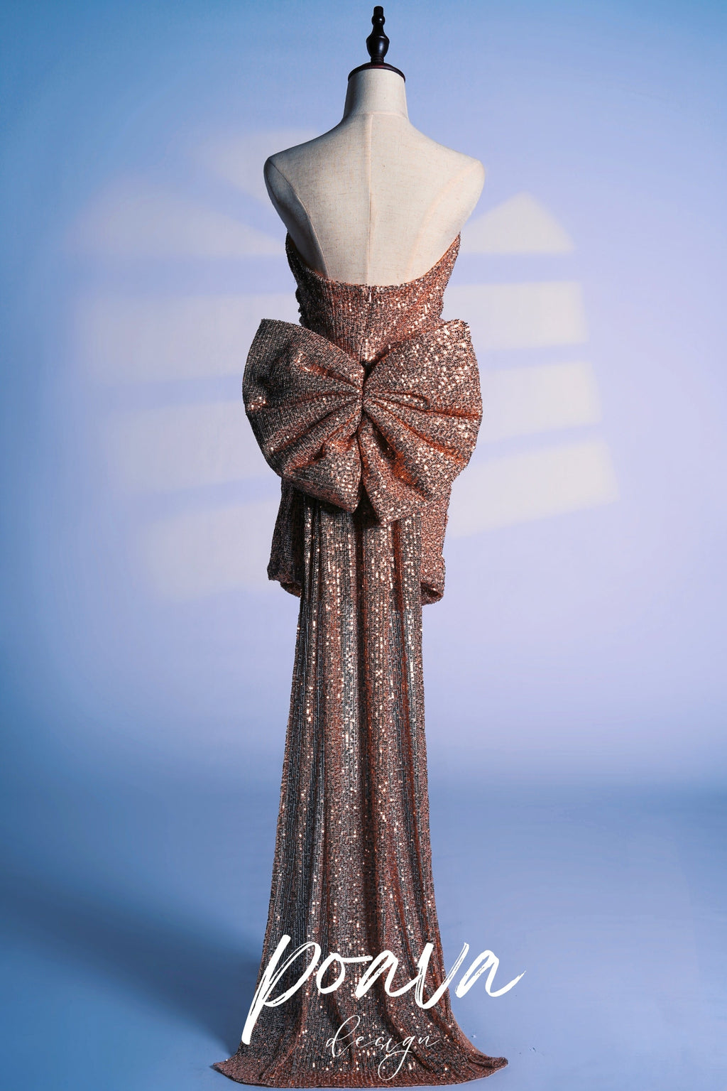 Bandage bow sequin mini dress in gold