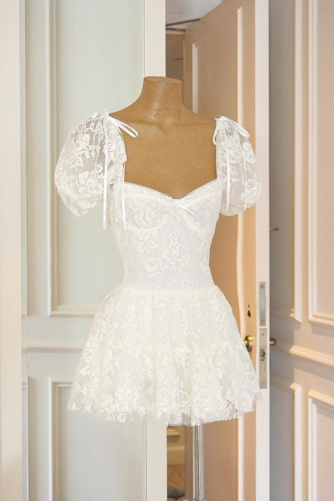 Lara Puff Lace Mini Dress