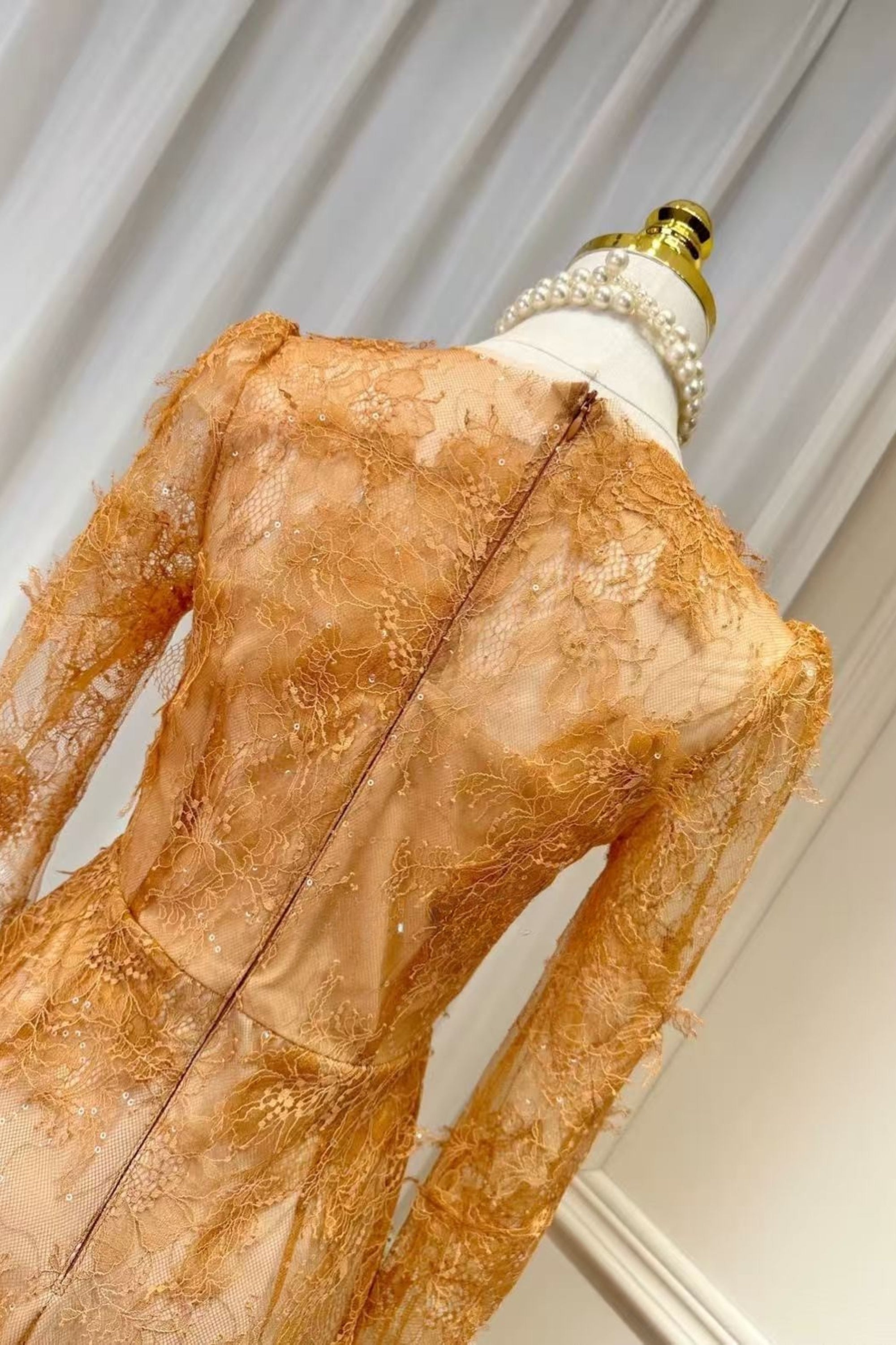 HONEY BEADED LACE MINI DRESS