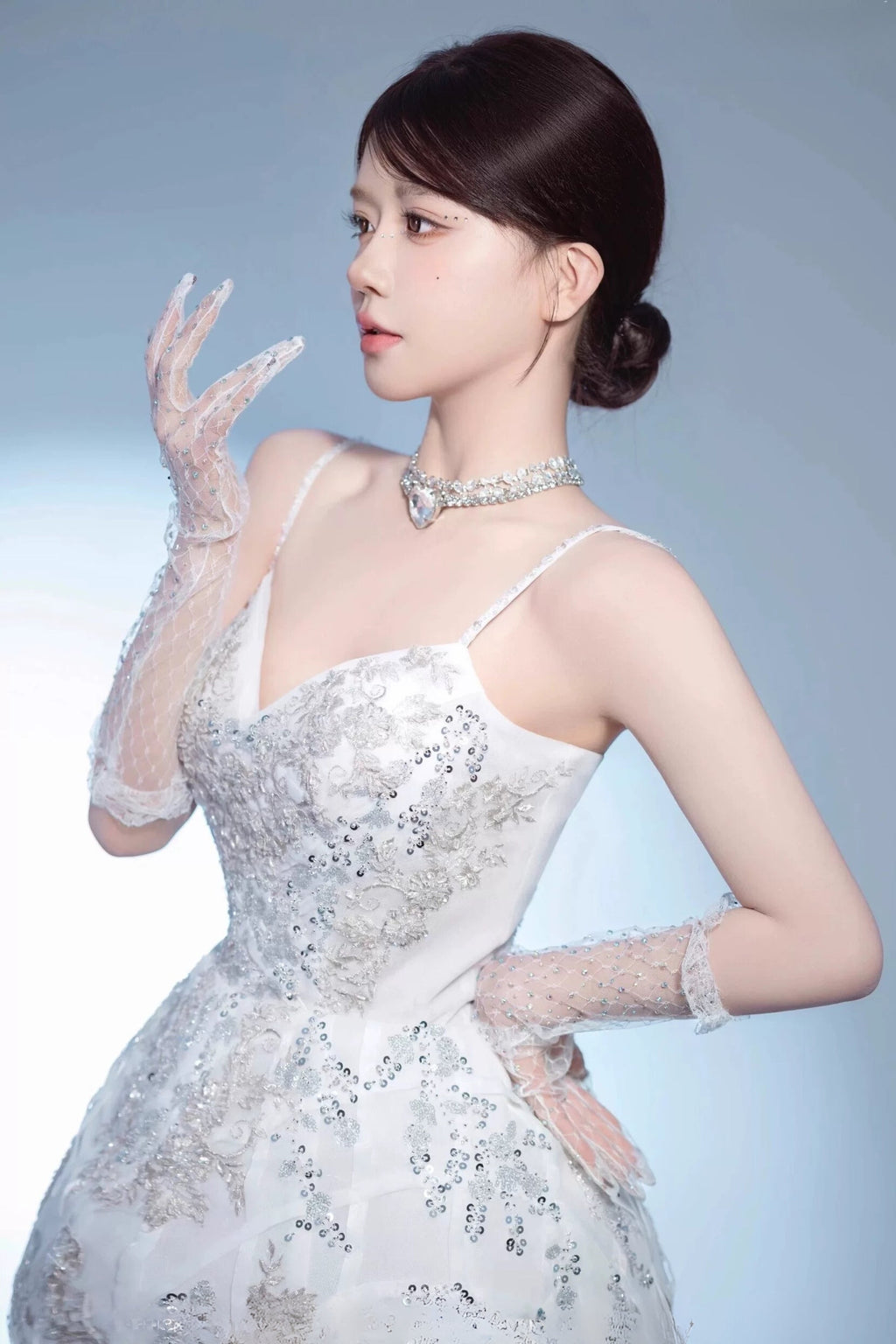 Lace white mini dress