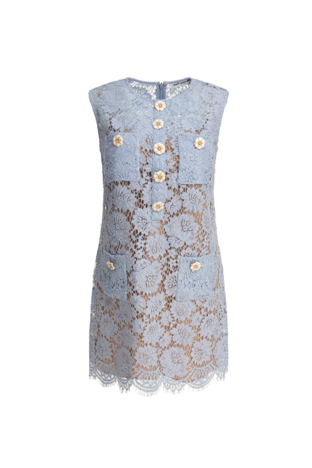 eunice hollow pencil Lace mini Dress in blue