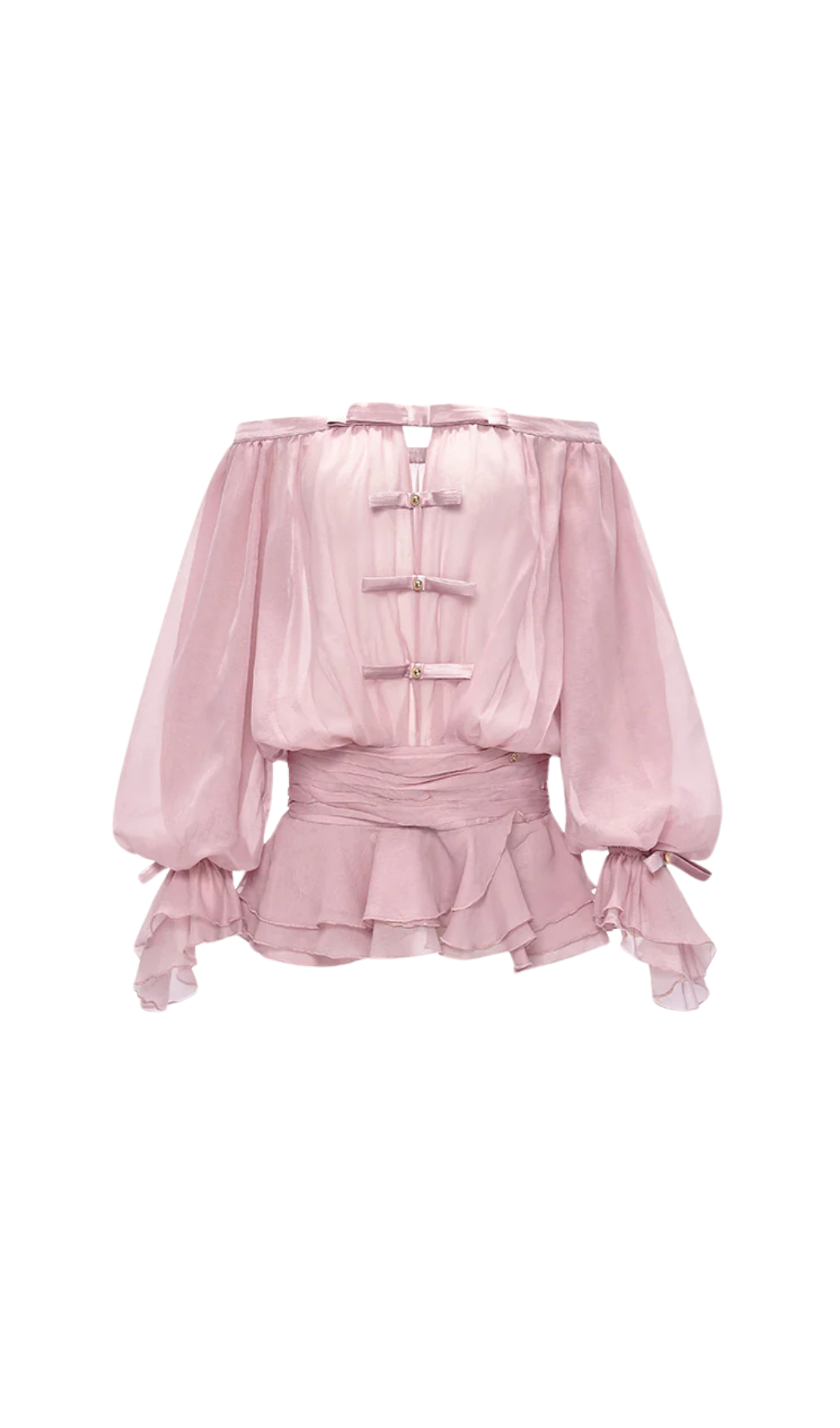 puff sleeve strapless mini dress in misty pink