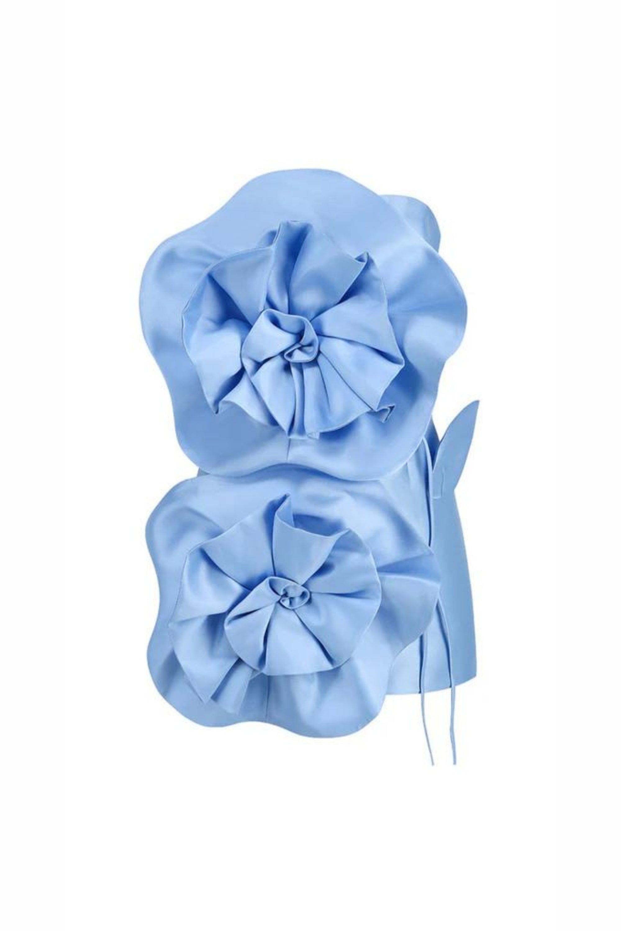 BLUE FLOWER STRAPLESS BIND MINI DRESS