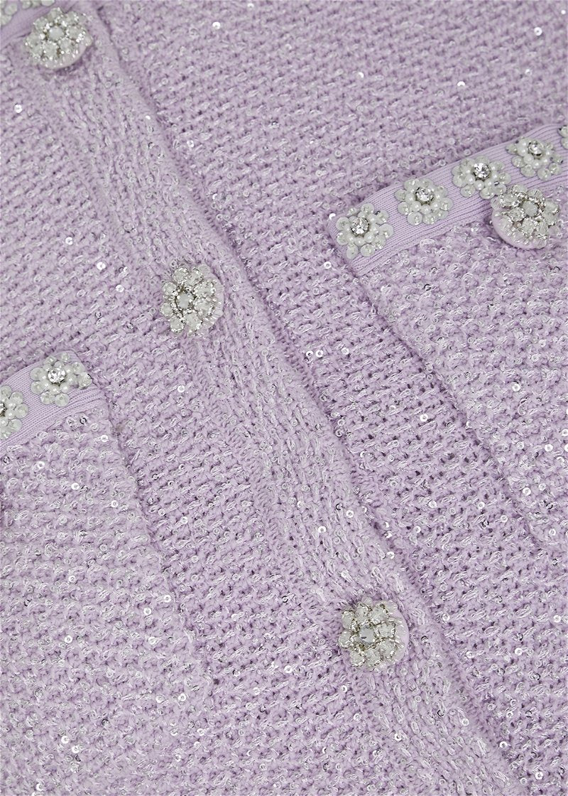 Sequin-Embellished Knitted Mini Dress