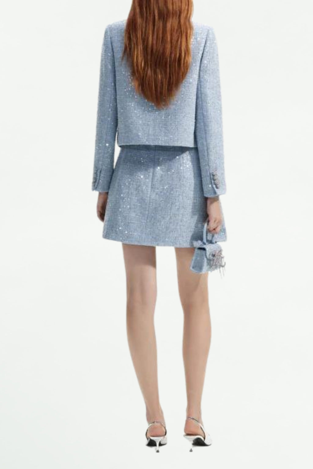 BLUE SEQUIN BOUCLE JACKET