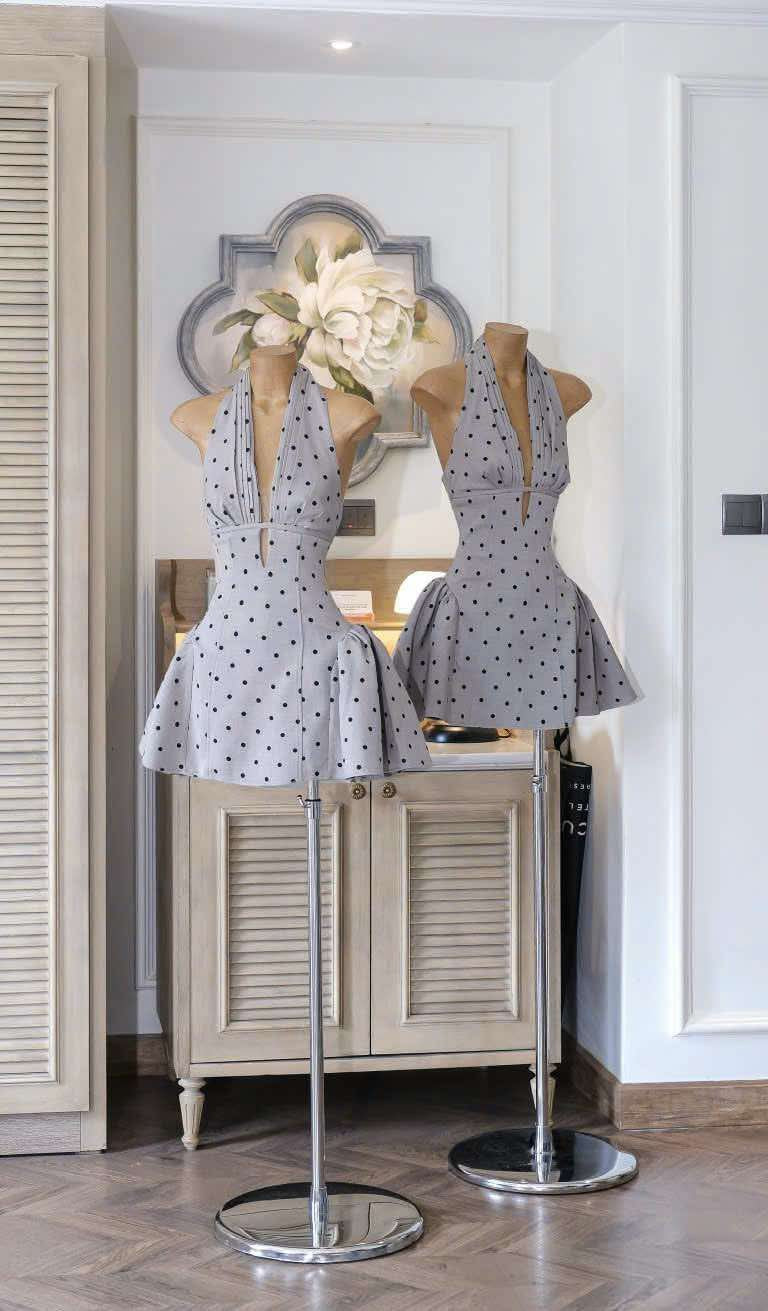 Tiffany Plunge Dot Mini Dress