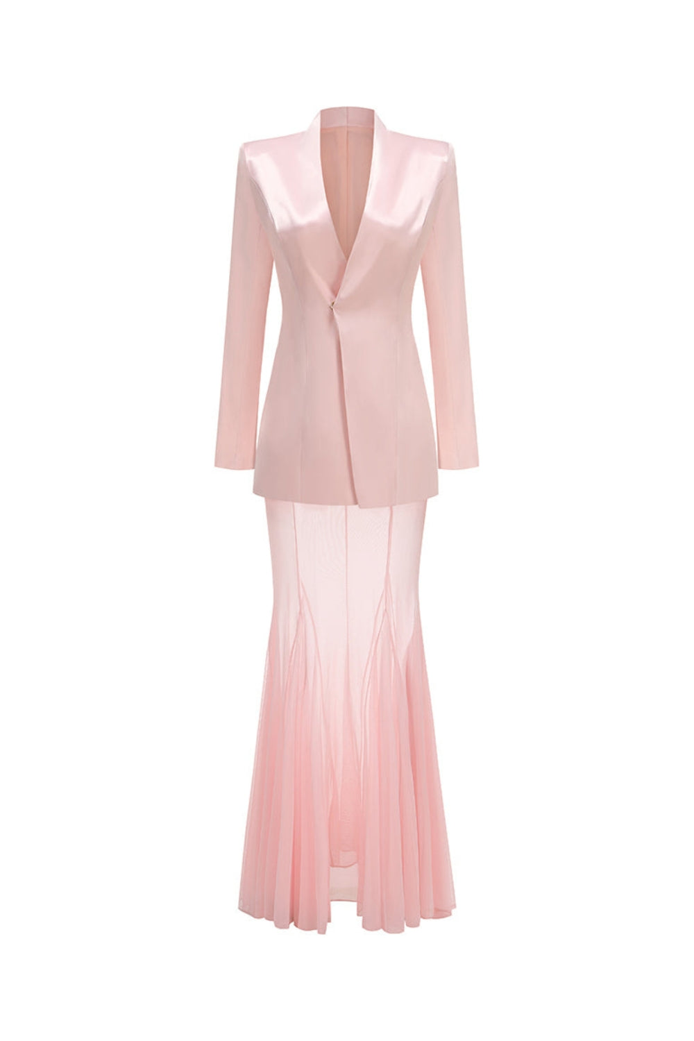 Ilhamp Pink Blazer & Mesh Skirt Set