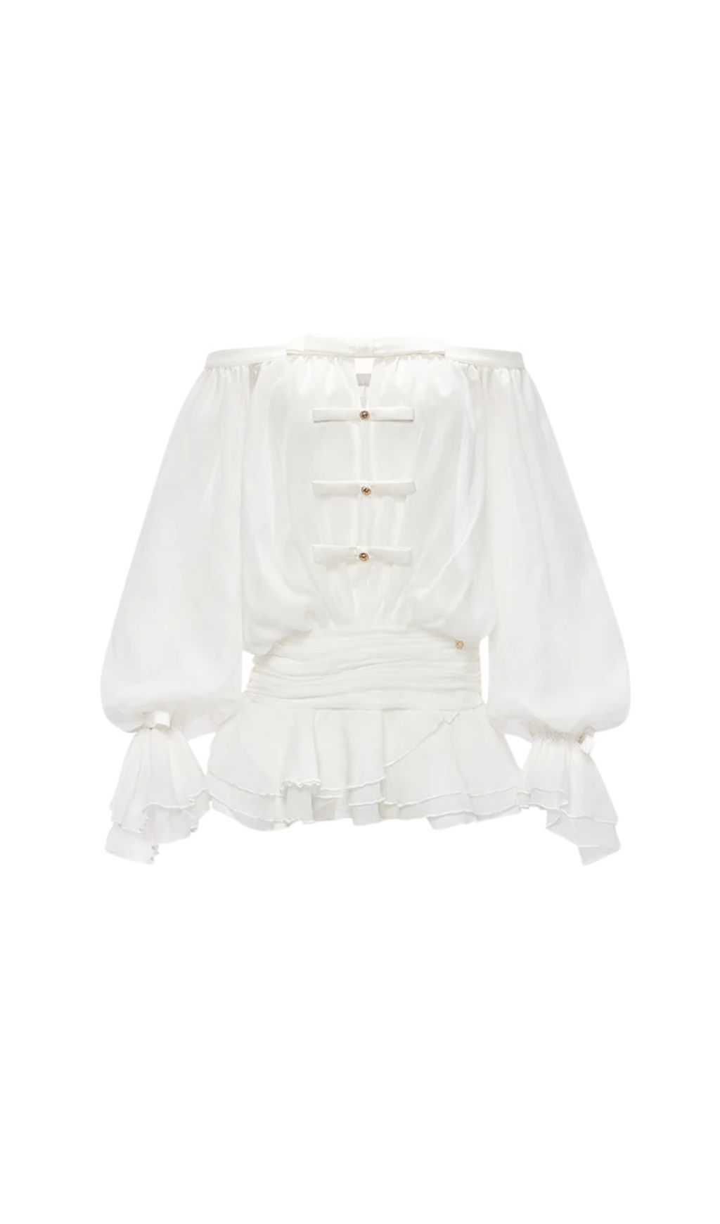 puff sleeve strapless mini dress in pearl white