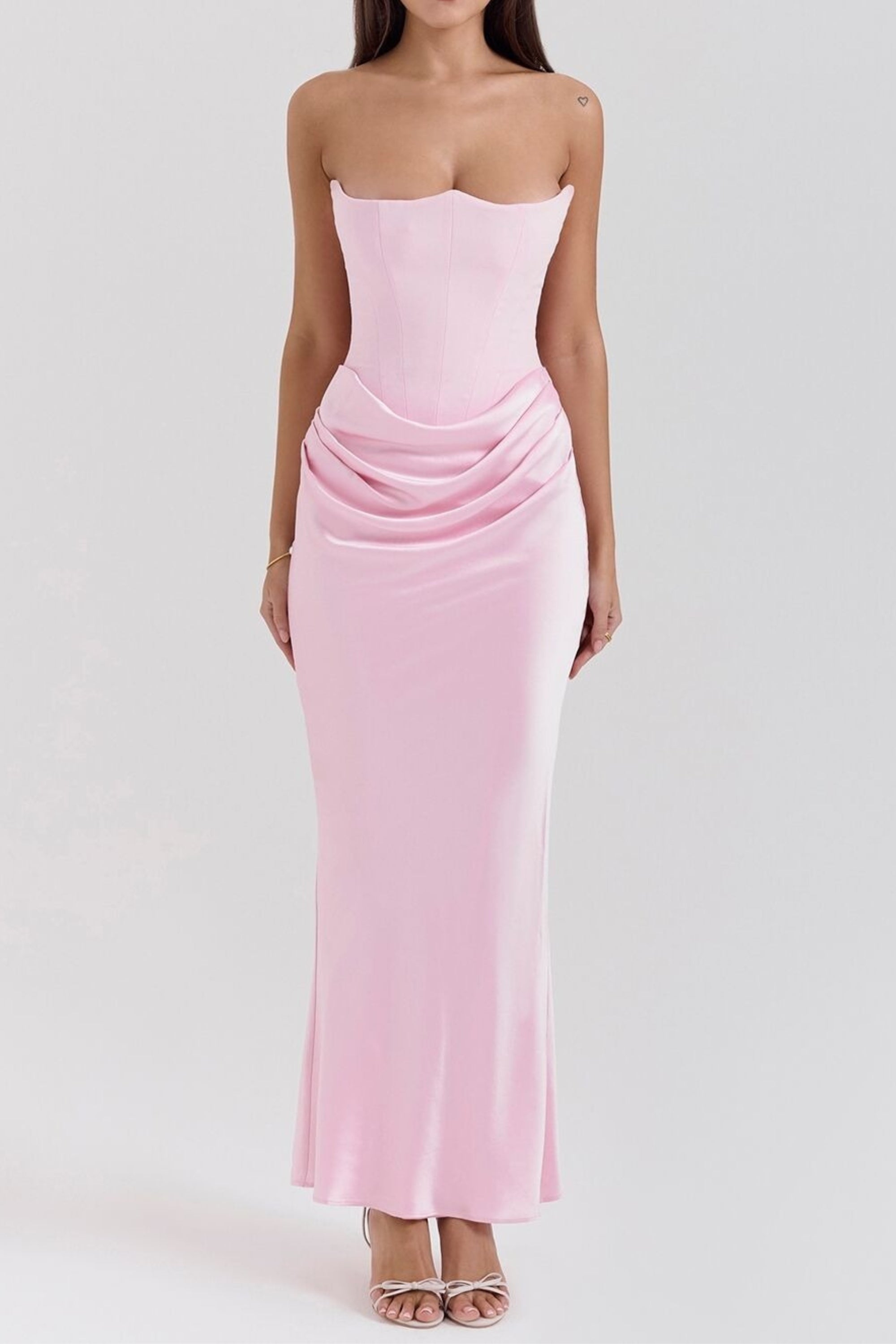 Strapless corset maxi dress in pink