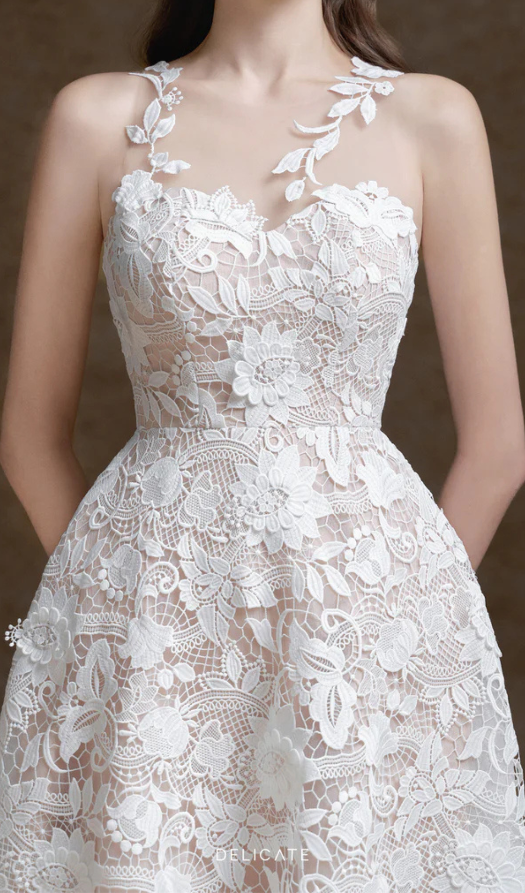 erica floral lace midi dress in white