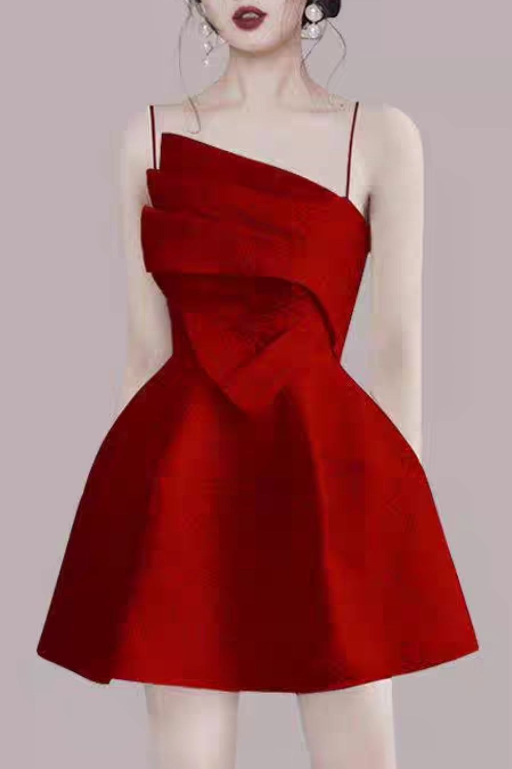 STRAPY HEM MINI DRESS IN RED