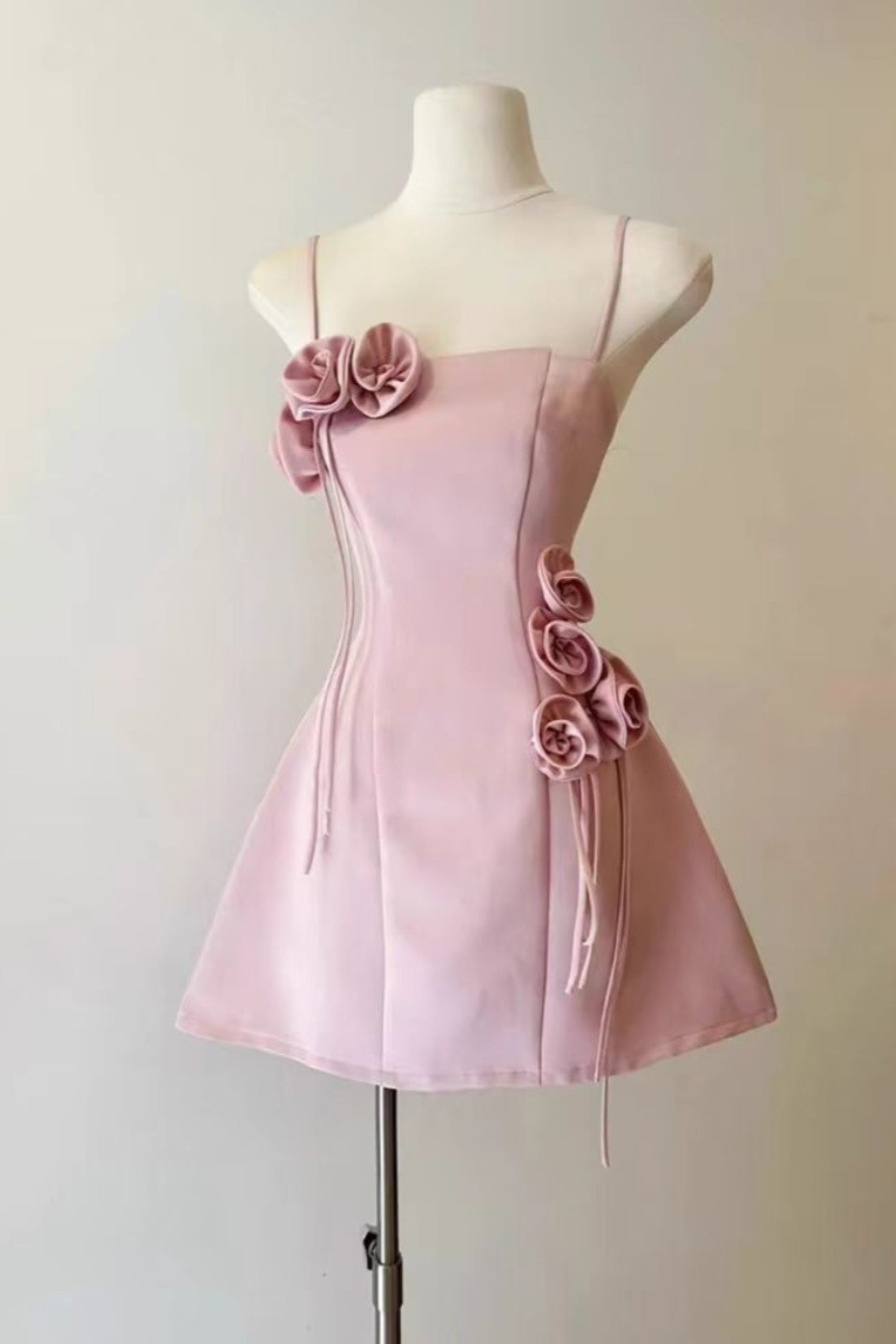 Pink flower mini dress