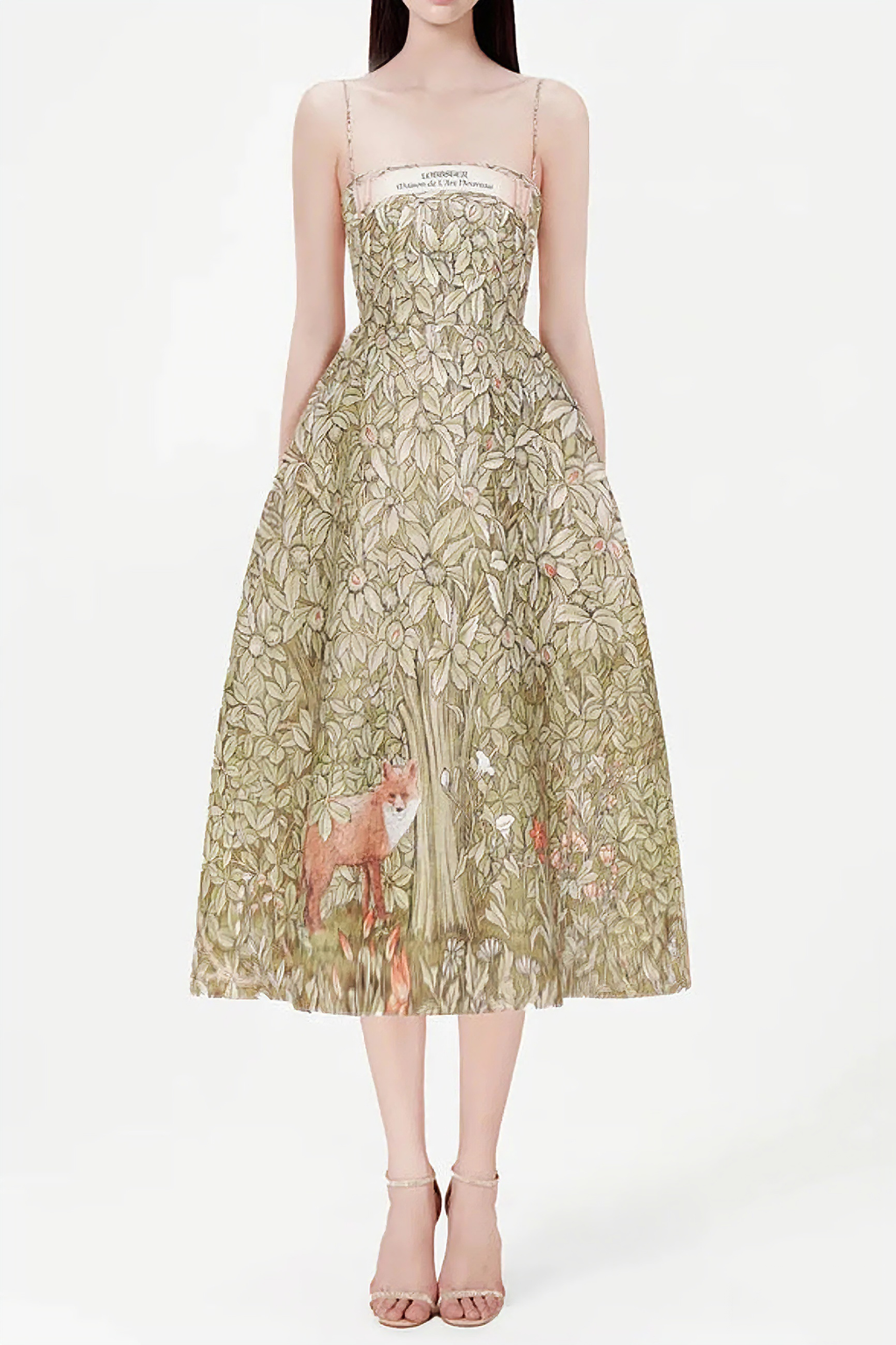 JUNGLE PRINTED MIDI DRESS IN CHOCOLATE