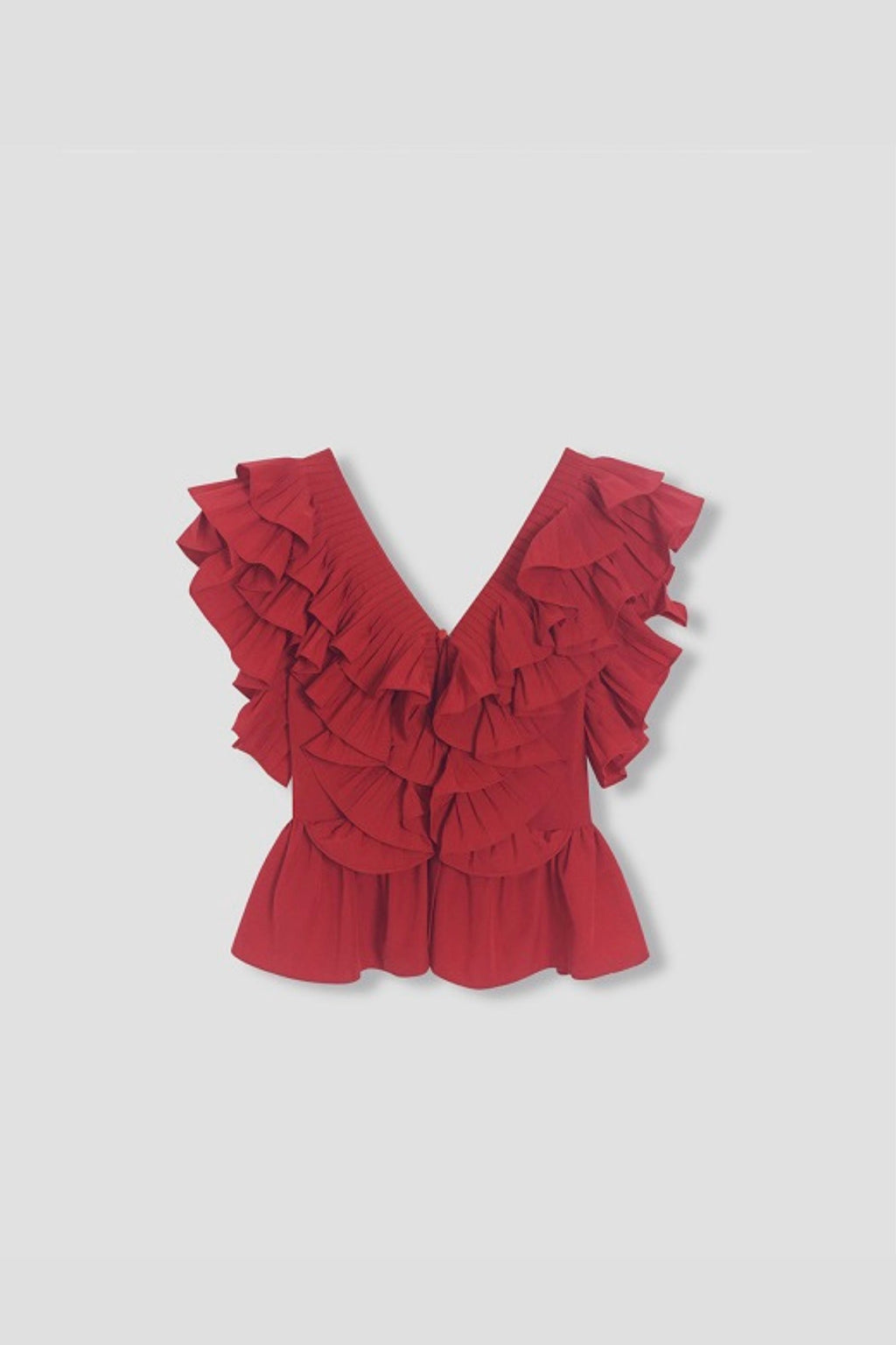 Ruffle sleeveless top in red