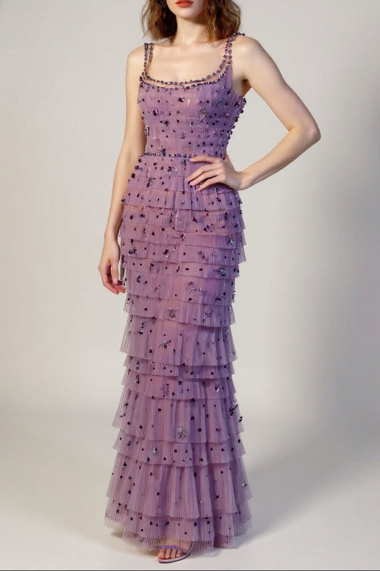 EMBELLISHED MAXI DRESS IN PURPLE
