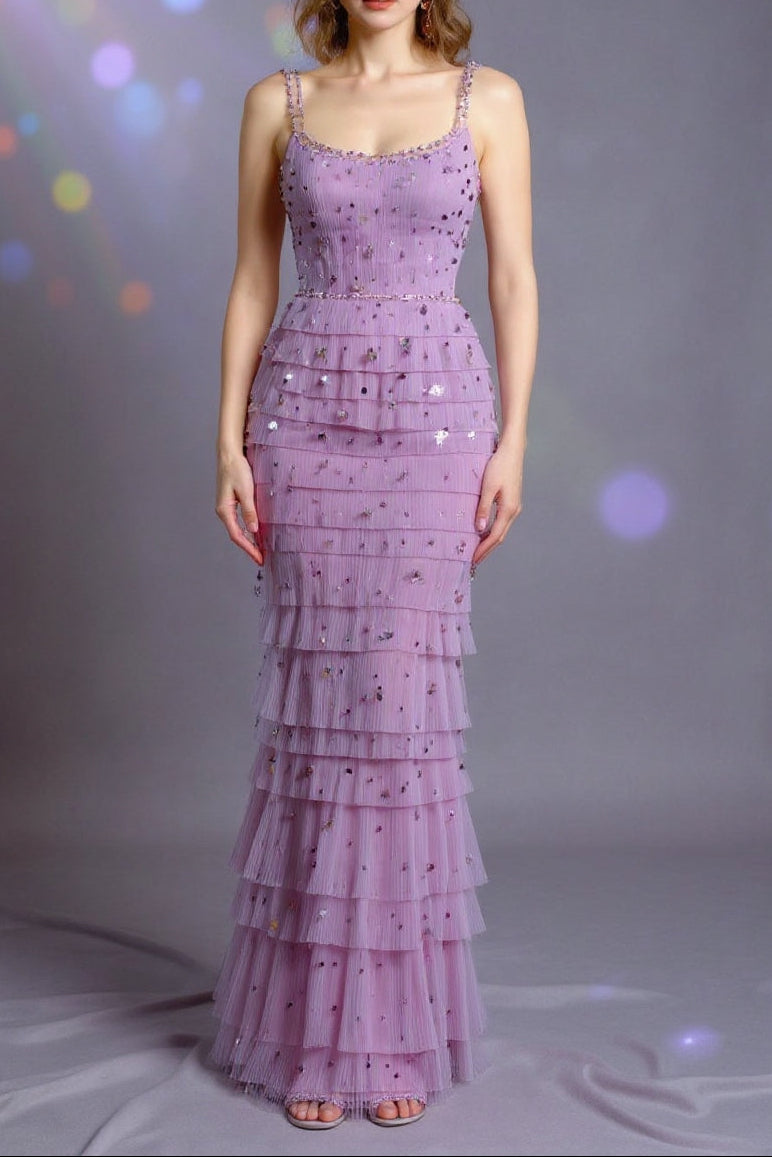 EMBELLISHED MAXI DRESS IN PURPLE