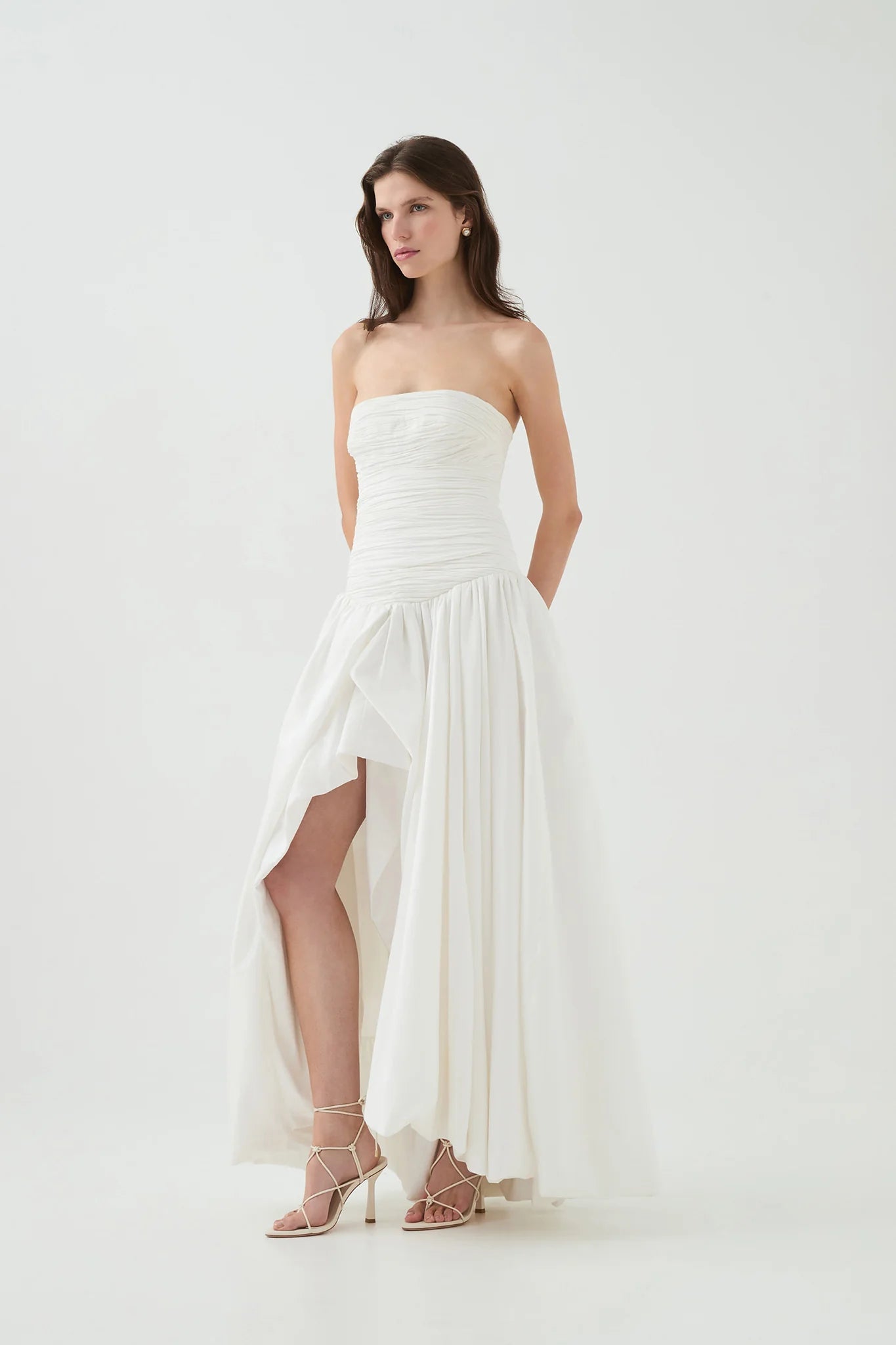 nancy Bubble Hem Maxi Dress in ivory