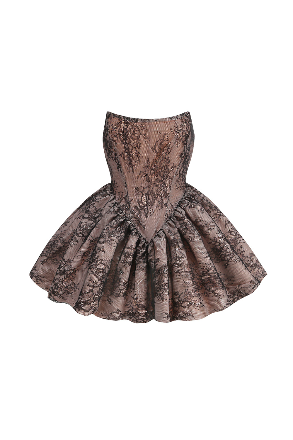 Orentha Lace Strapless Puff Mini Dress