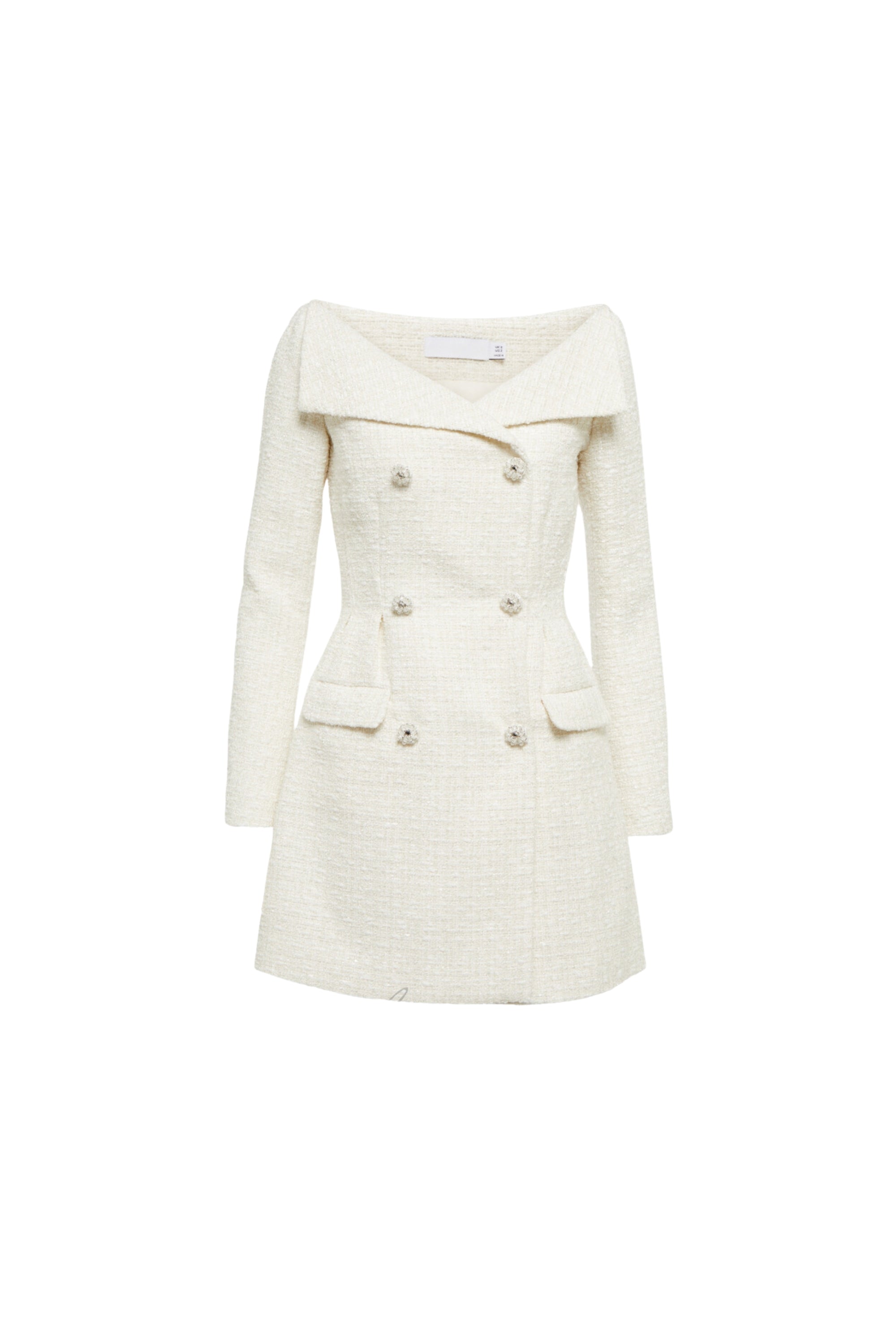 STEPHANIE WHITE BOUCLE BLAZER MINI DRESS