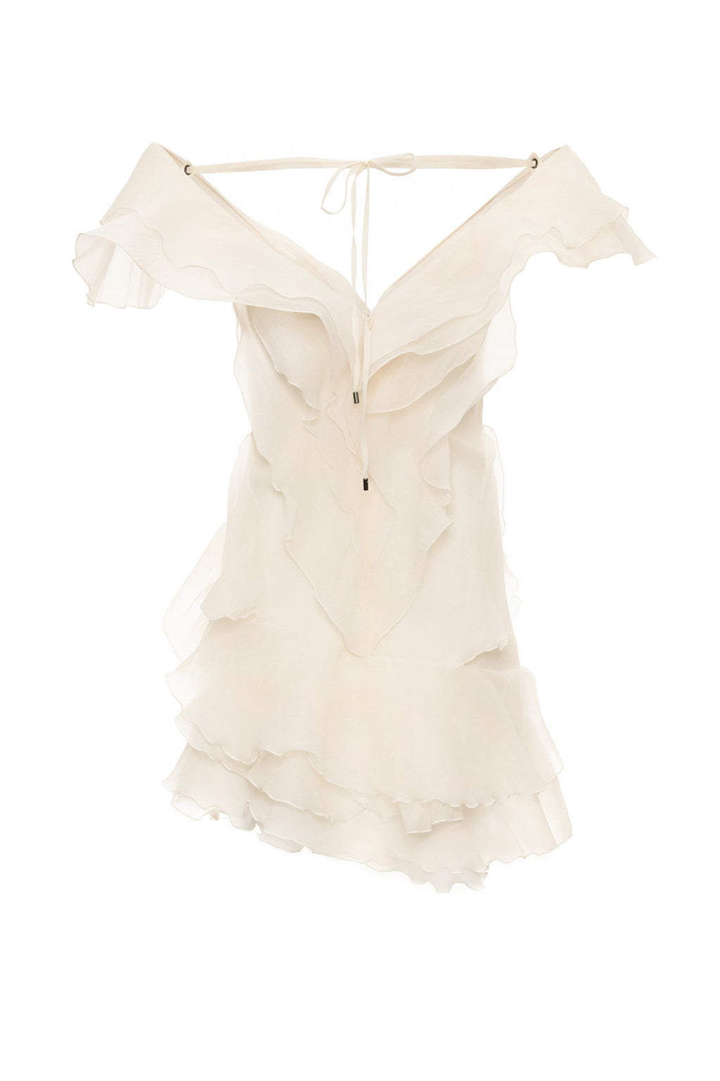 Theia Ruffle Layers Strapless Mini Dress In Beige